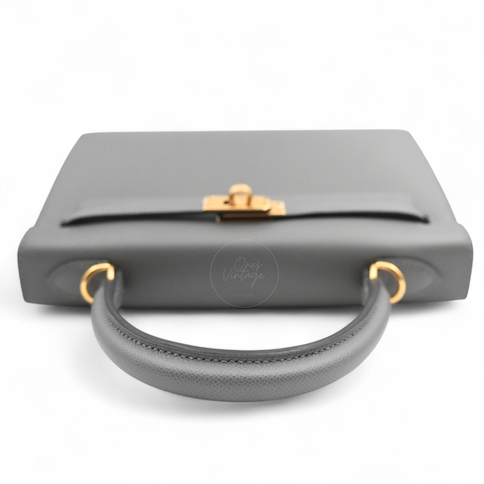 Hermes Kelly K28 Epsom Handbag GHW Gris Meyer Stamp B