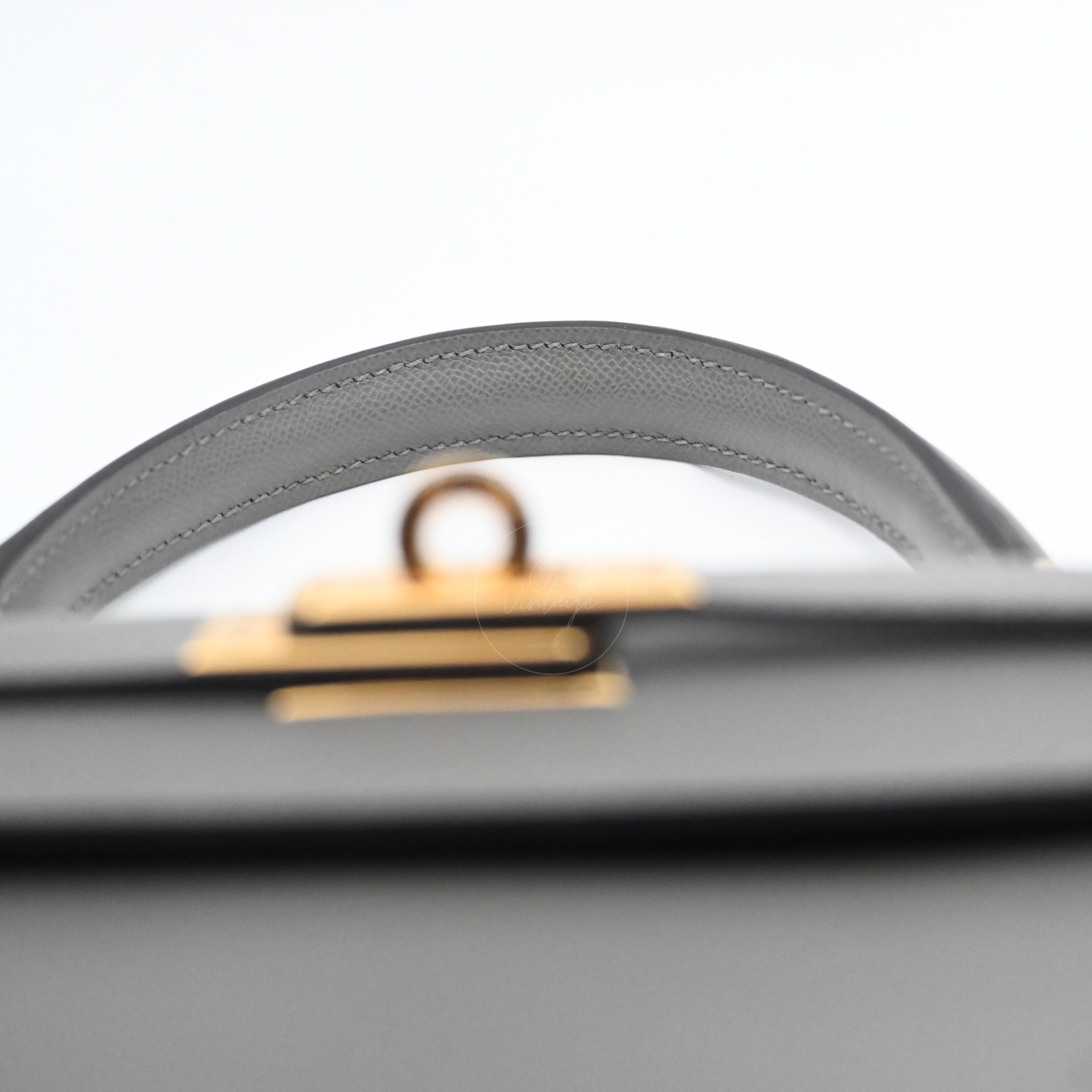 Hermes Kelly K28 Epsom Handbag GHW Gris Meyer Stamp B