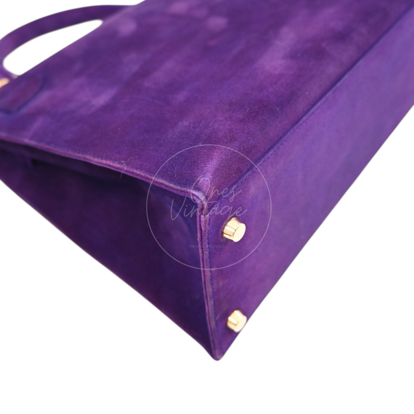 Hermes Kelly 28 Purple Suede GHW Square J