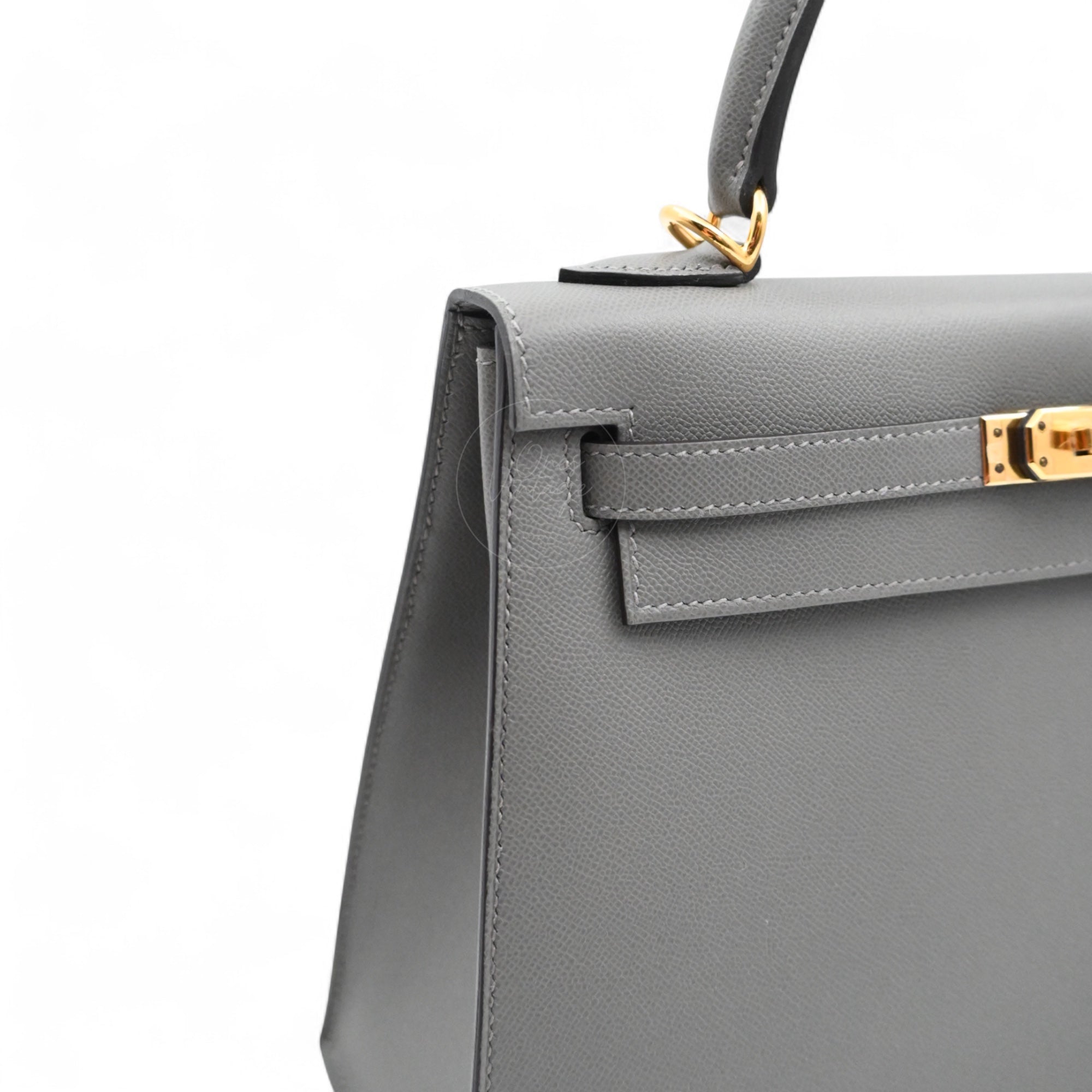 Hermes Kelly K28 Epsom Handbag GHW Gris Meyer Stamp B