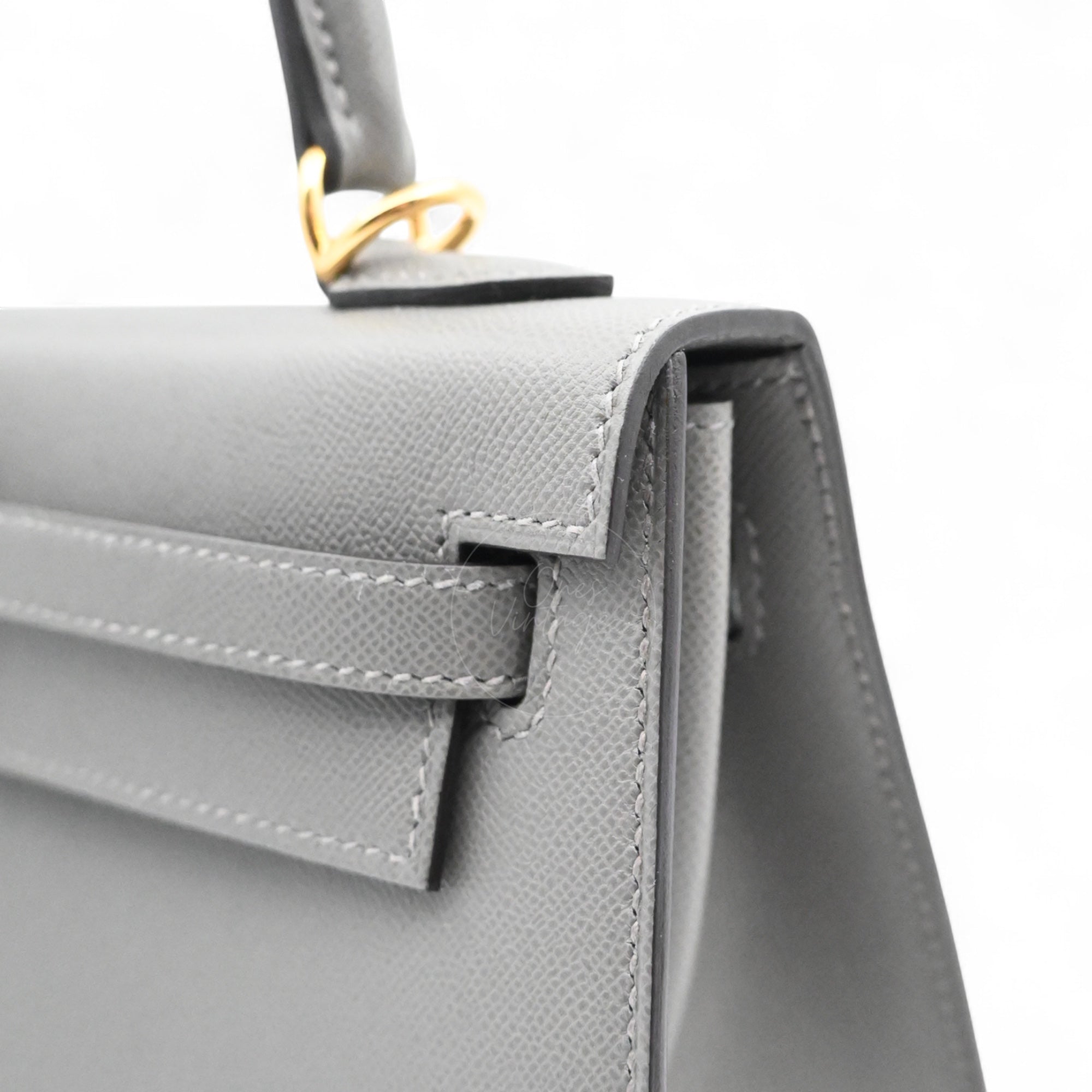 Hermes Kelly K28 Epsom Handbag GHW Gris Meyer Stamp B