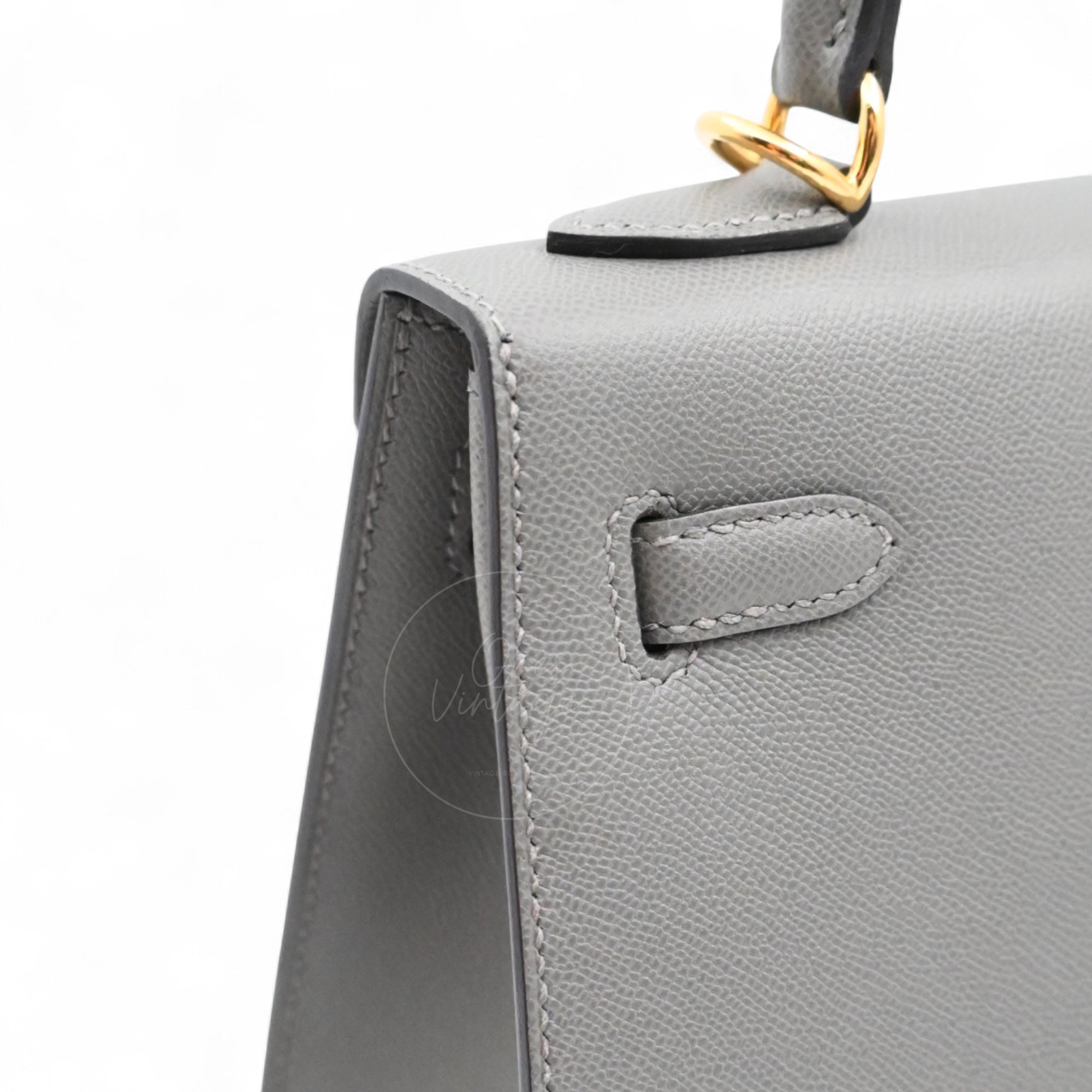 Hermes Kelly K28 Epsom Handbag GHW Gris Meyer Stamp B