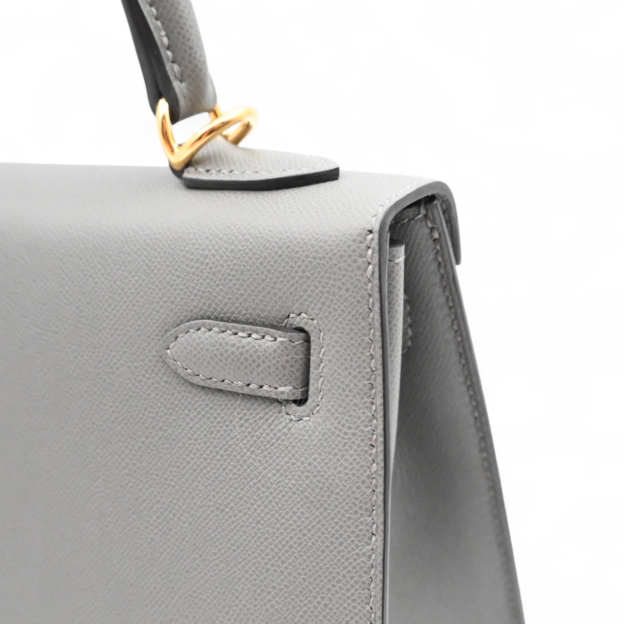 Hermes Kelly K28 Epsom Handbag GHW Gris Meyer Stamp B