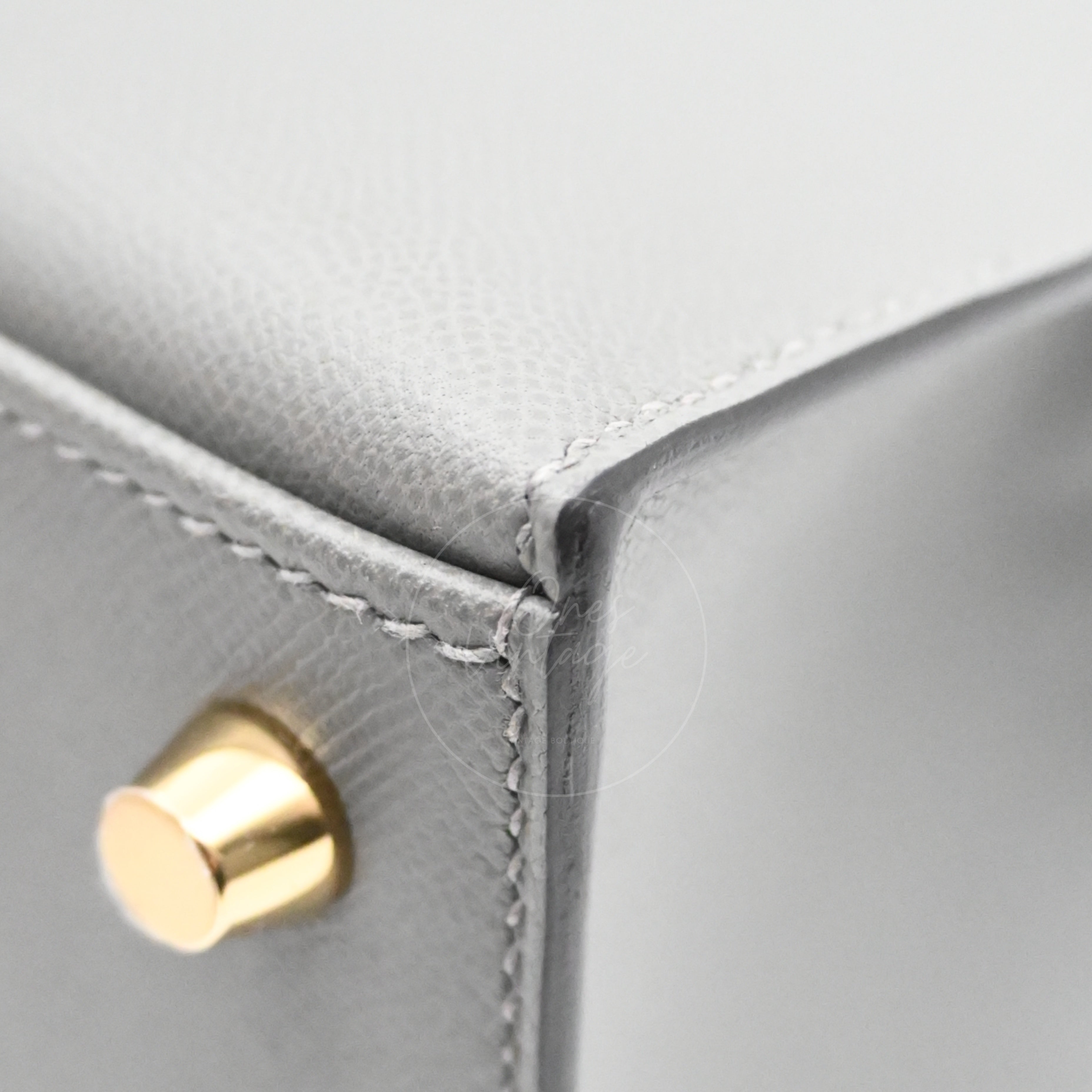 Hermes Kelly K28 Epsom Handbag GHW Gris Meyer Stamp B