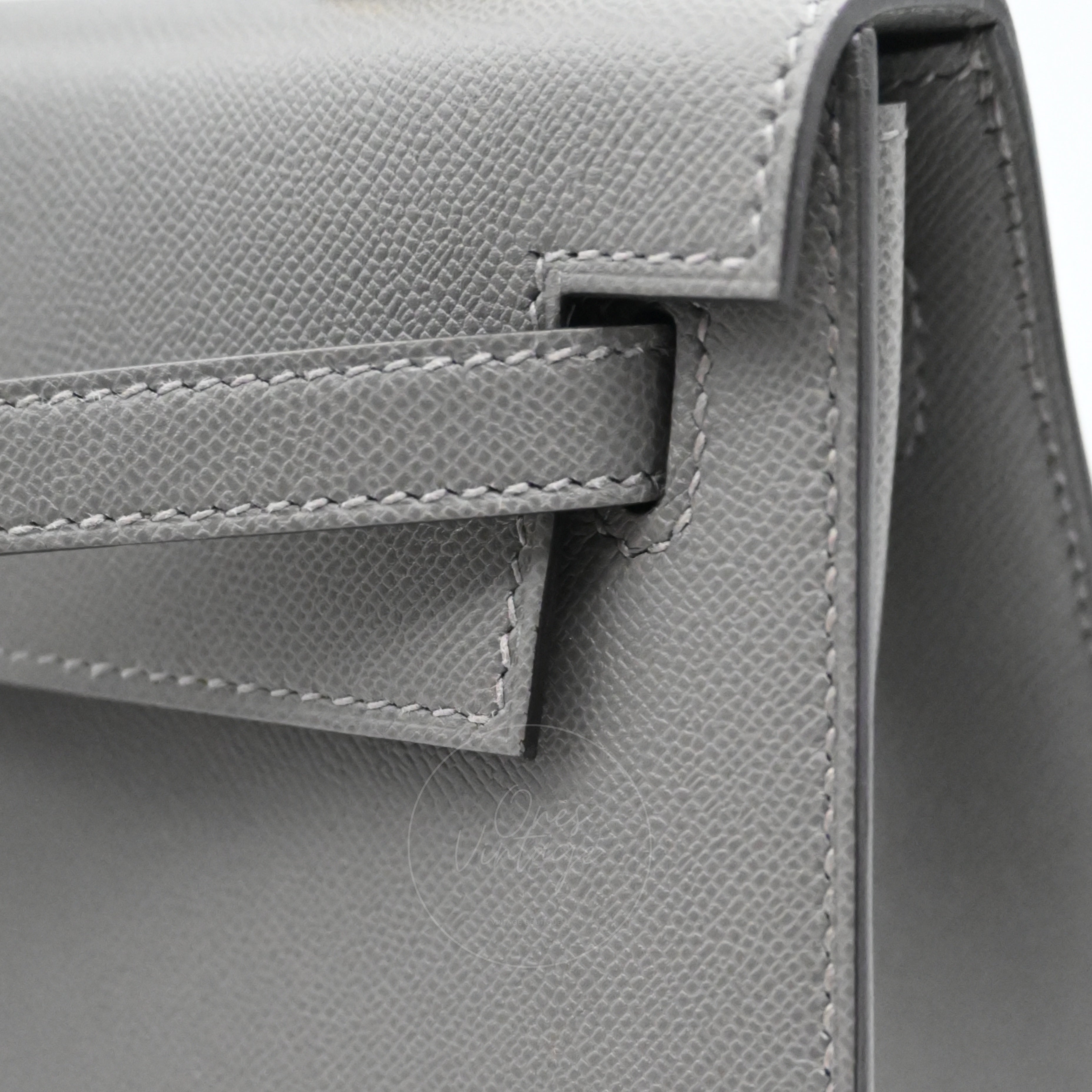 Hermes Kelly K28 Epsom Handbag GHW Gris Meyer Stamp B