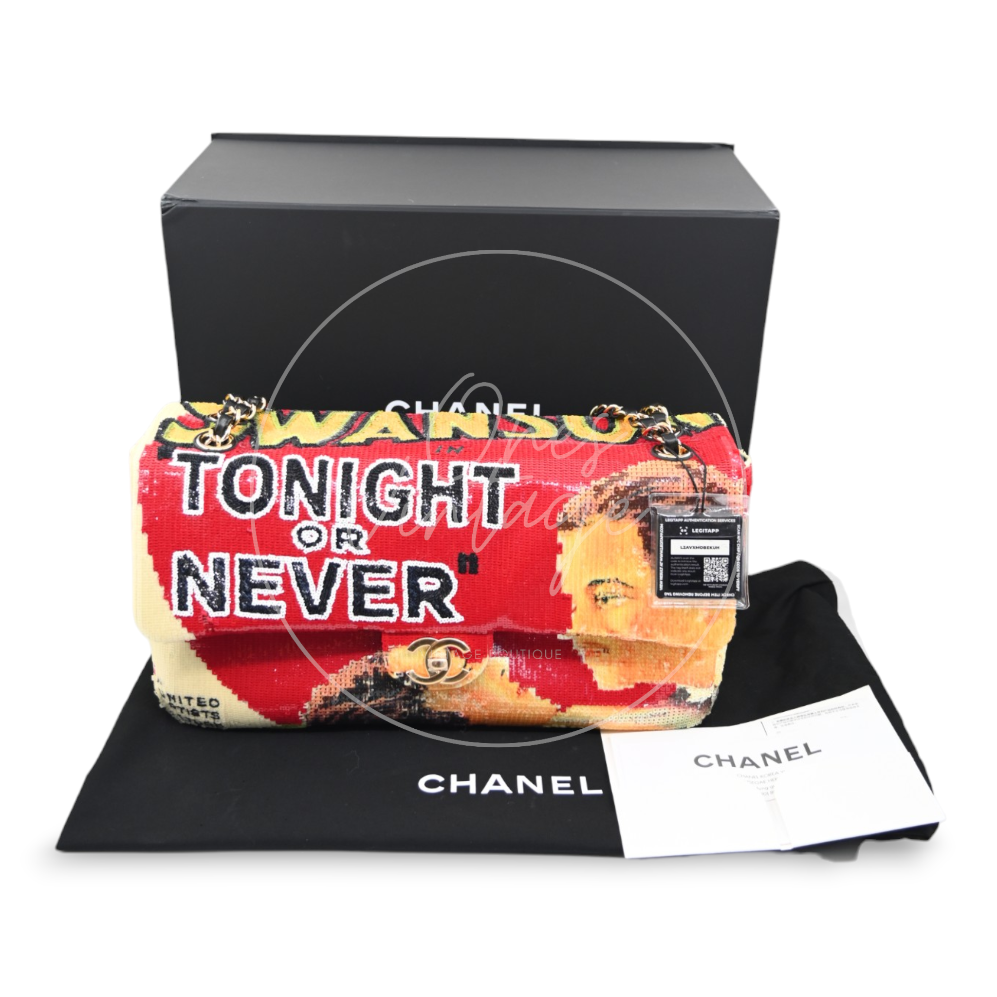 Chanel Tonight Or Never Maxi Flap Bag Red Multicolour Sequins GHW Series PC