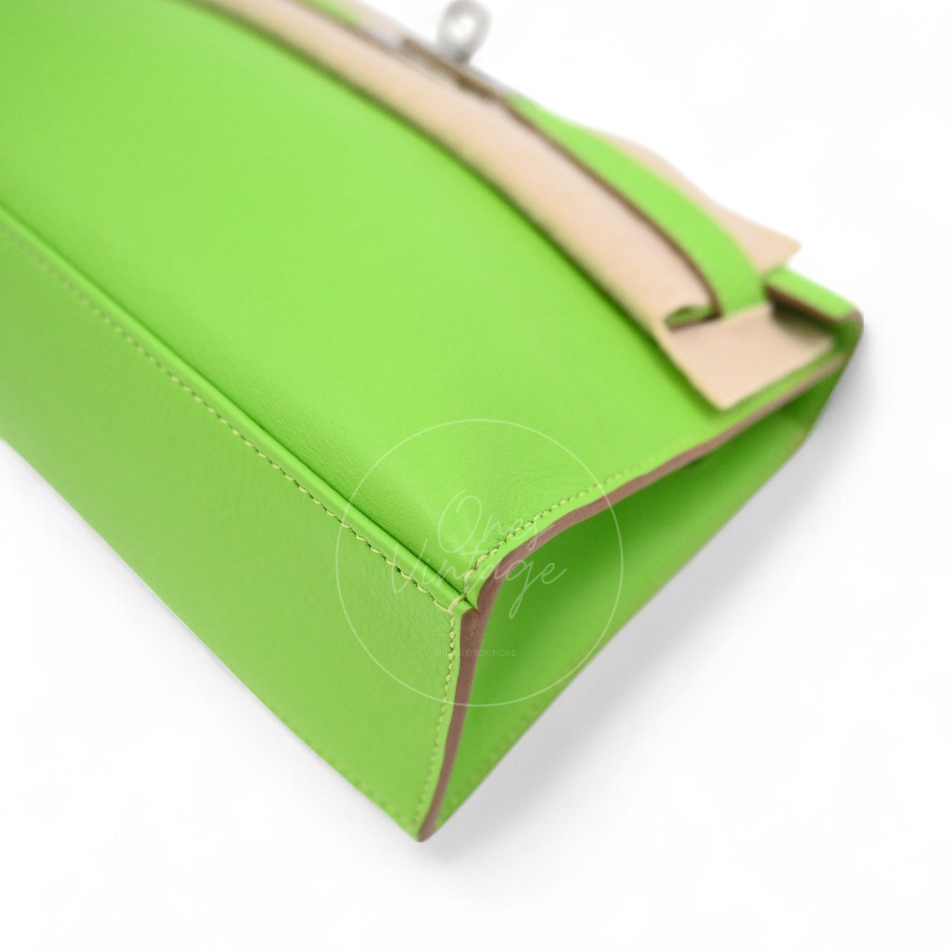 Hermes Mini Kelly Pochette Swift PHW Apple Green Square P