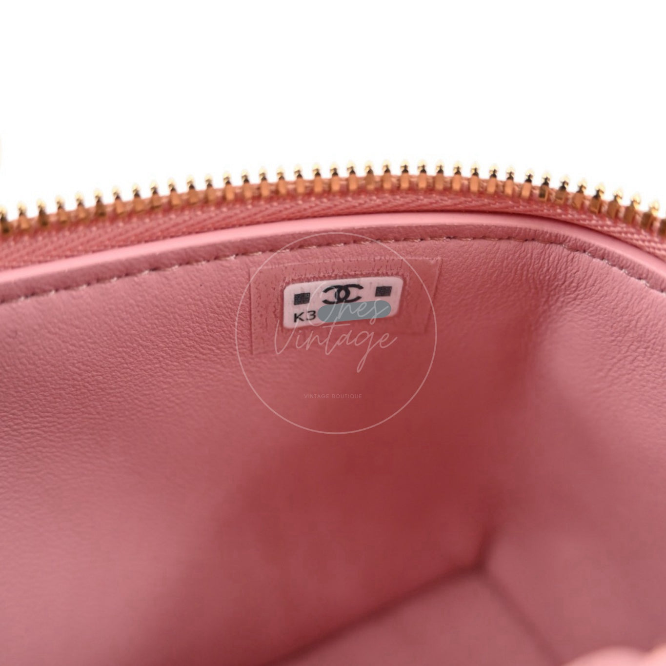 Chanel Calfskin Crocodile Embossed Slim Vanity Case With Chain Pink GHW Series K3