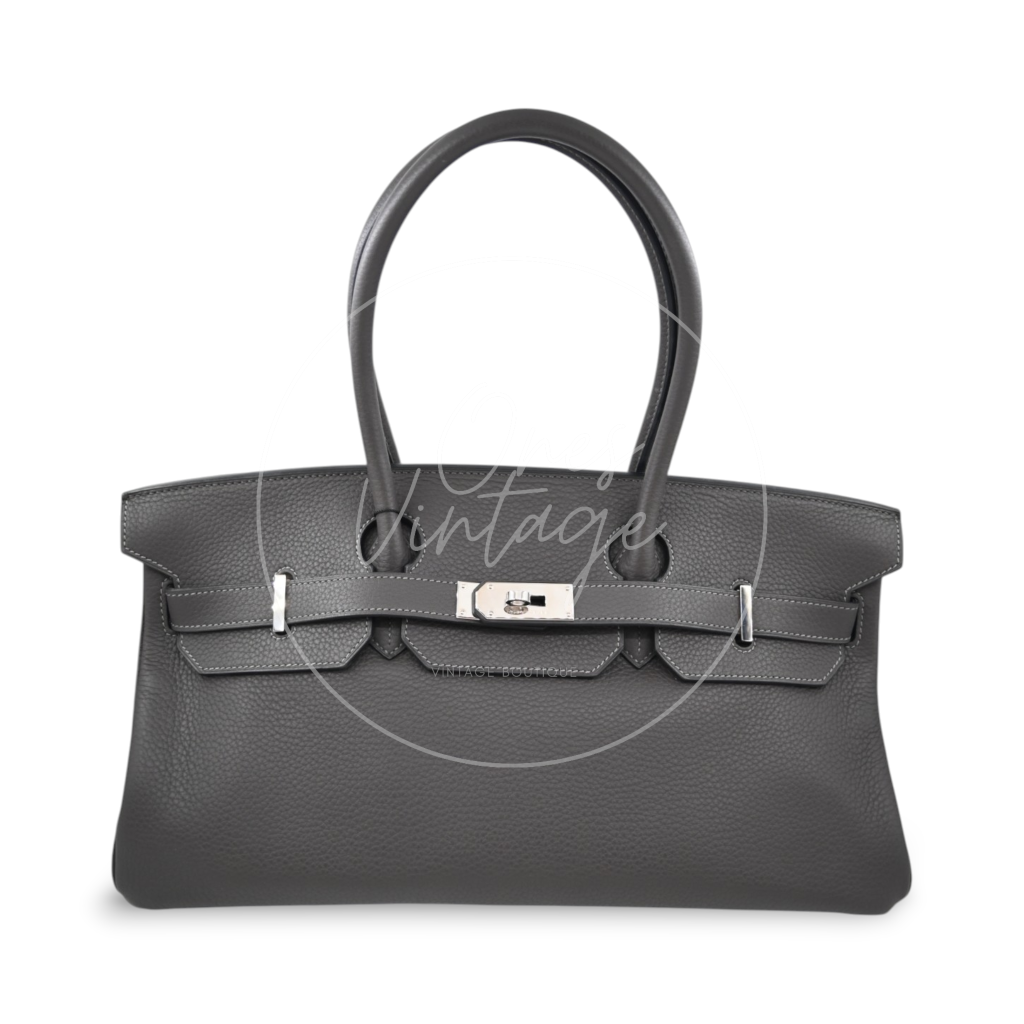 Hermes Birkin Shoulder Clemence 42 Gris Graphite PHW Square M