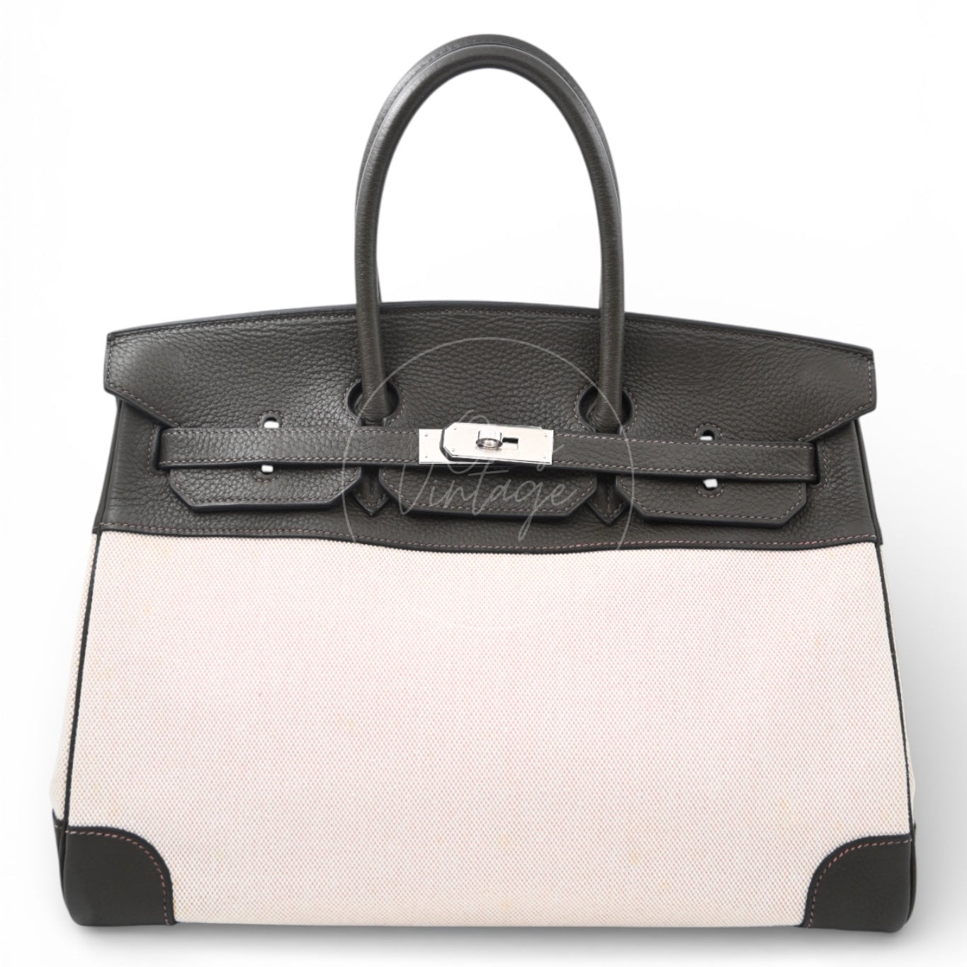 Hermes Birkin 35 Green x Fabrics PHW Ebene Square F