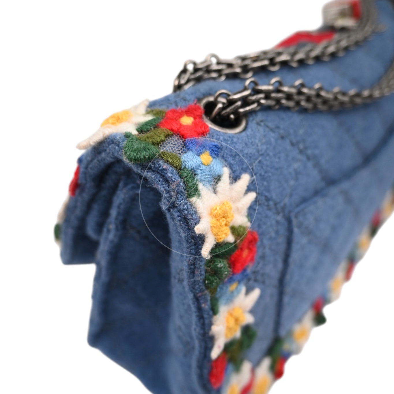 Chanel Fabric Paris-Salzburg Crest Austrian Embroidered Flap Bag SHW Blue Series 21