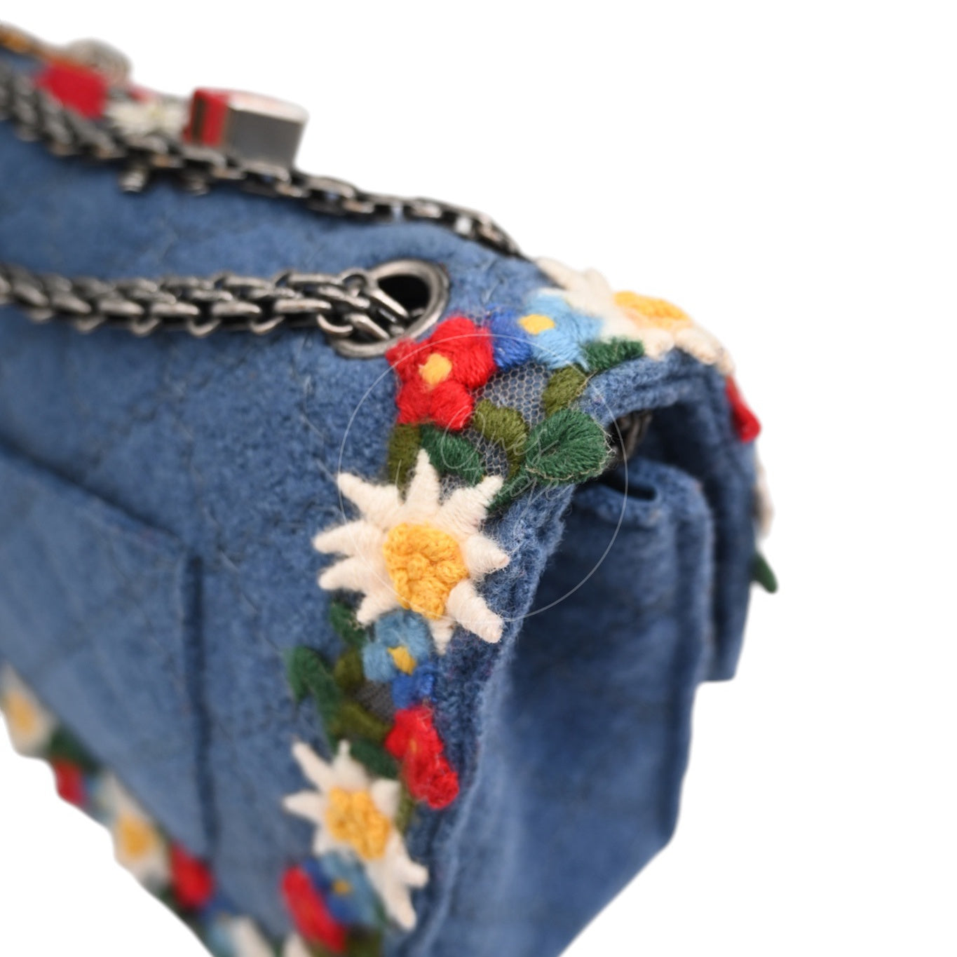 Chanel Fabric Paris-Salzburg Crest Austrian Embroidered Flap Bag SHW Blue Series 21