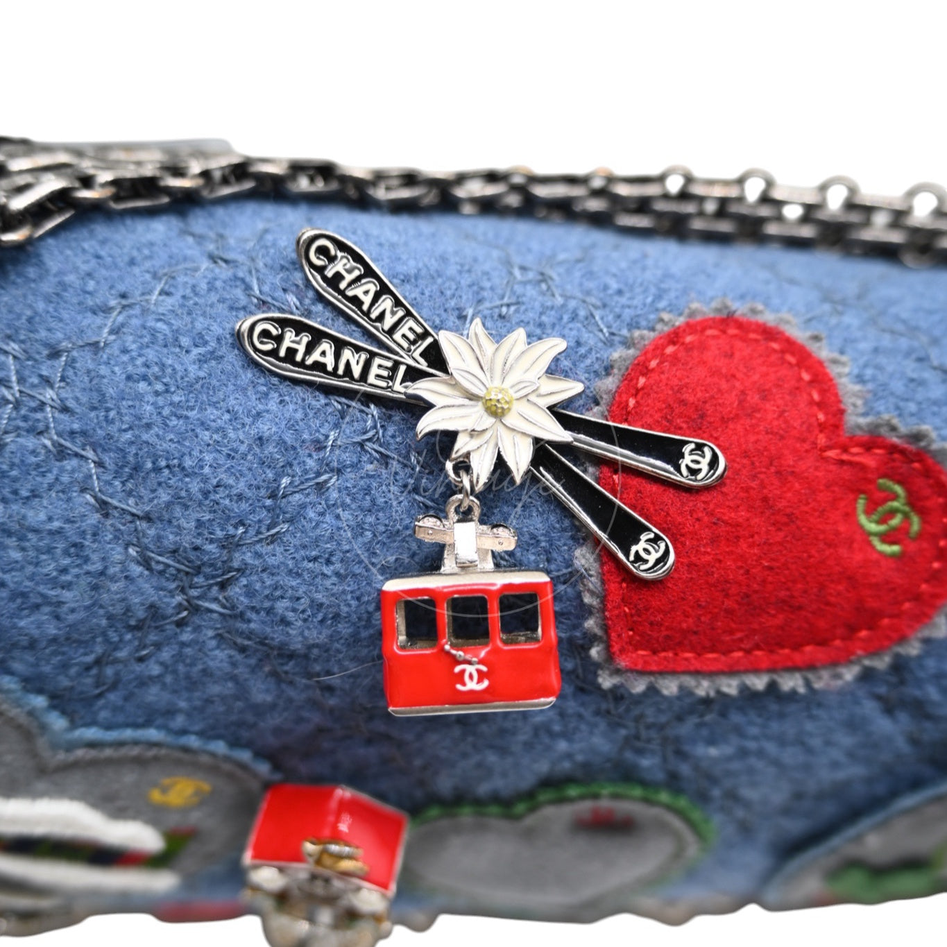Chanel Fabric Paris-Salzburg Crest Austrian Embroidered Flap Bag SHW Blue Series 21