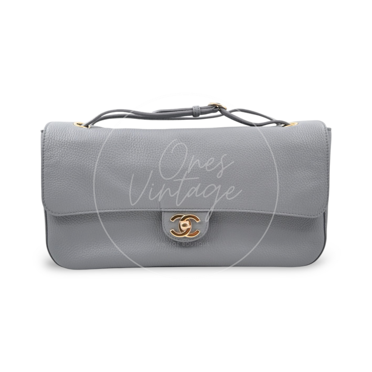 Chanel Grey Grained Calfskin Souplissimo Maxi Flap 32cm GHW Series TF