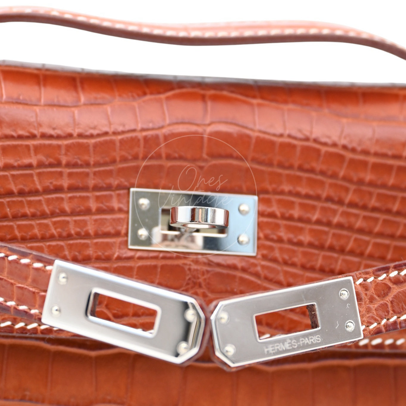 Hermes Mini Kelly Pochette Crocody Niloticus Gold Matte PHW Brown Square J