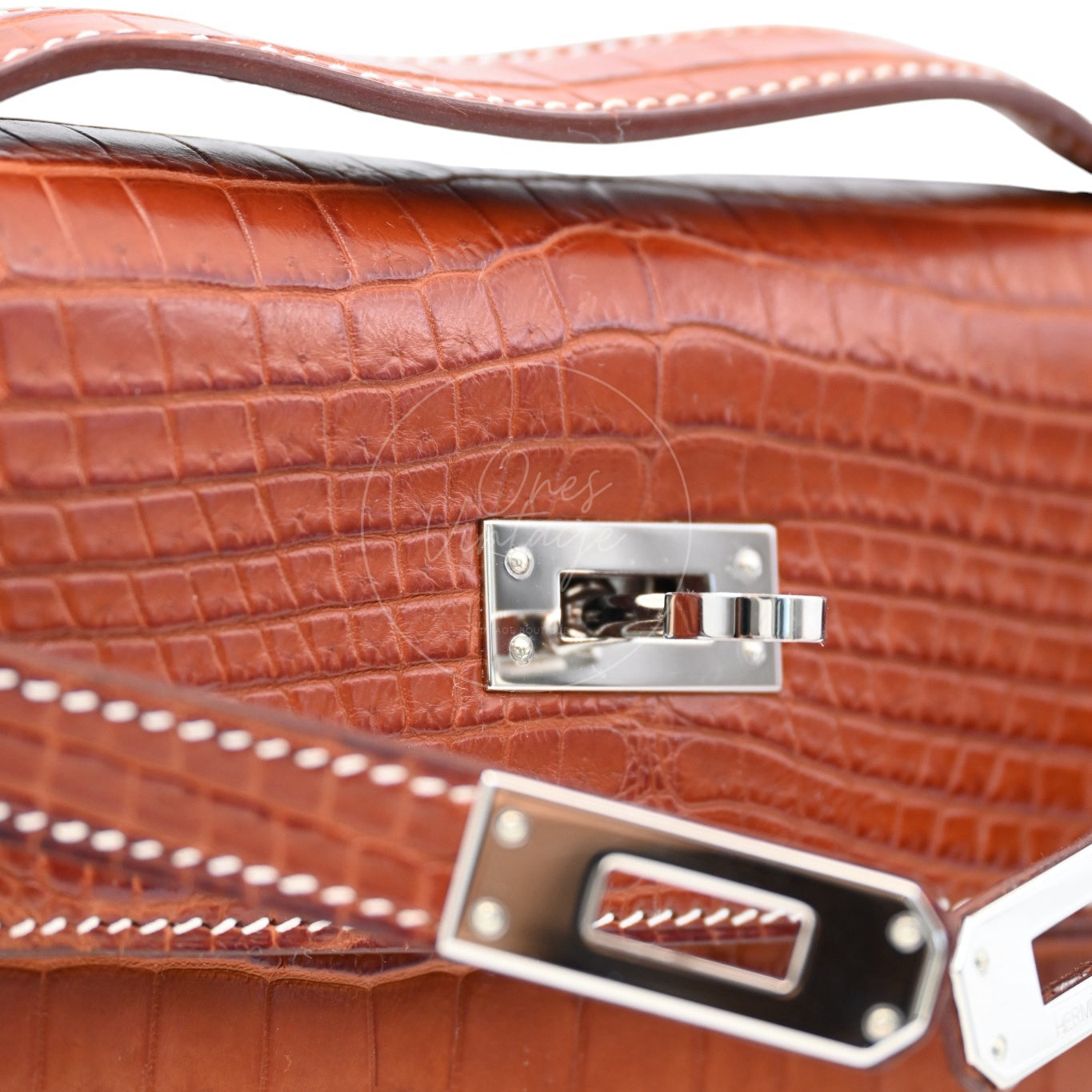 Hermes Mini Kelly Pochette Crocody Niloticus Gold Matte PHW Brown Square J