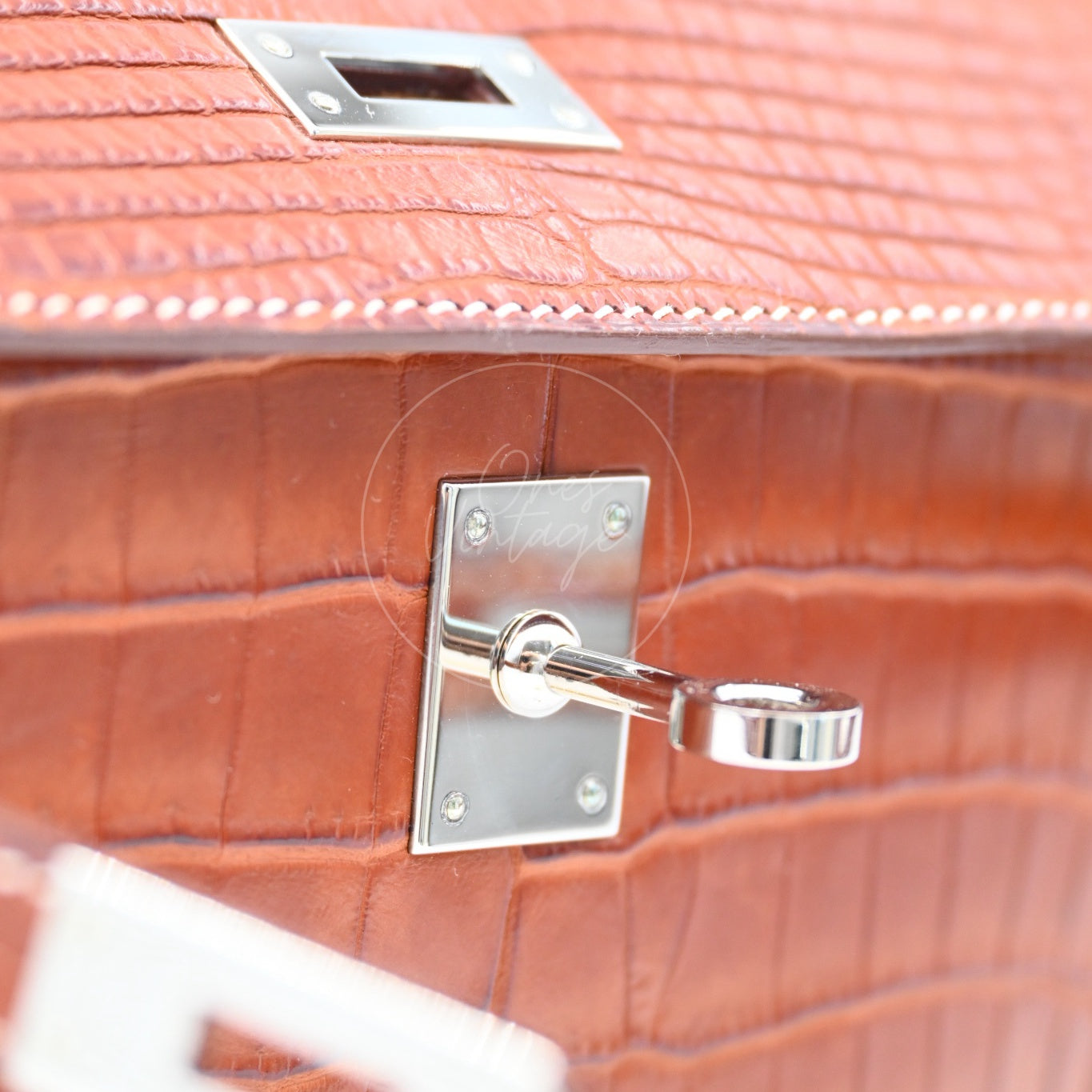 Hermes Mini Kelly Pochette Crocody Niloticus Gold Matte PHW Brown Square J