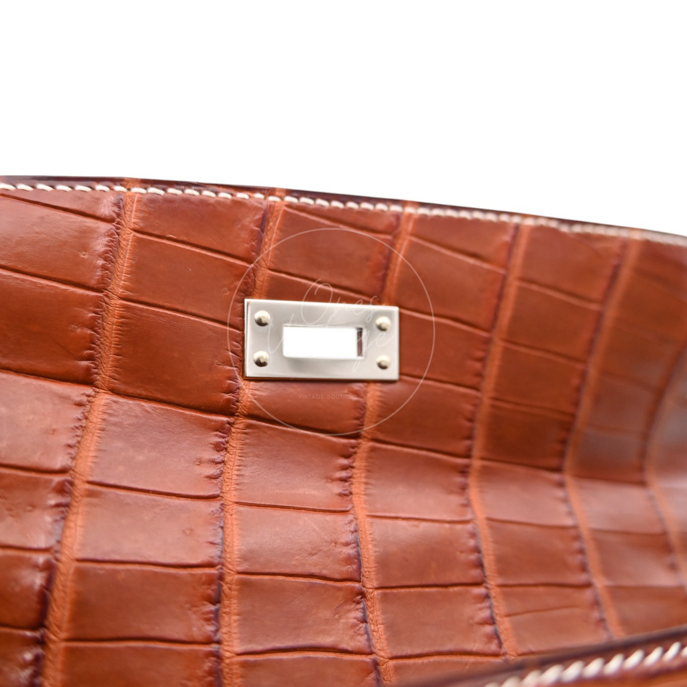 Hermes Mini Kelly Pochette Crocody Niloticus Gold Matte PHW Brown Square J