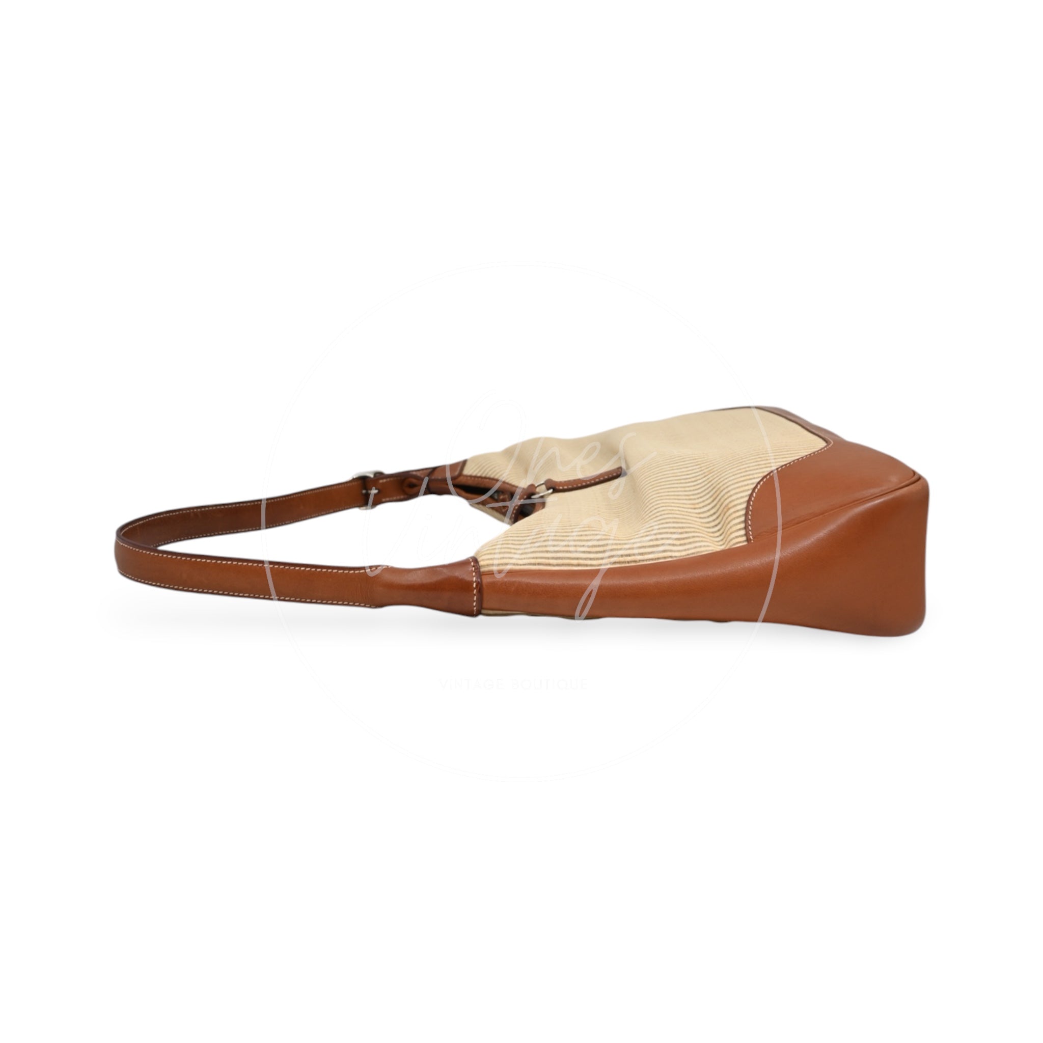 Hermes Toile and Leather Trim 31 Bag PHW Brown Square C