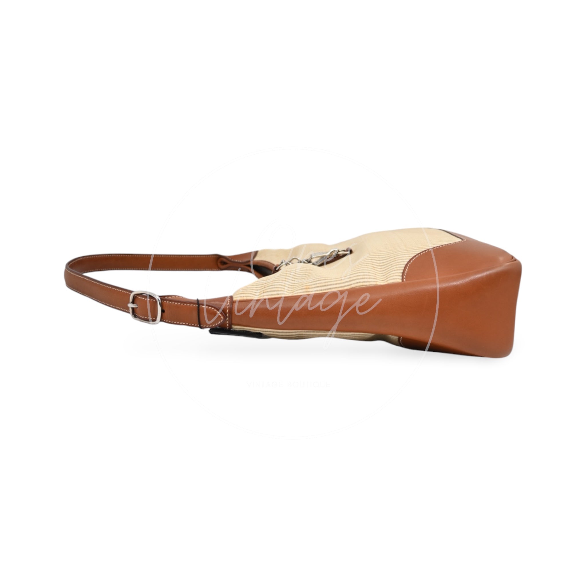 Hermes Toile and Leather Trim 31 Bag PHW Brown Square C