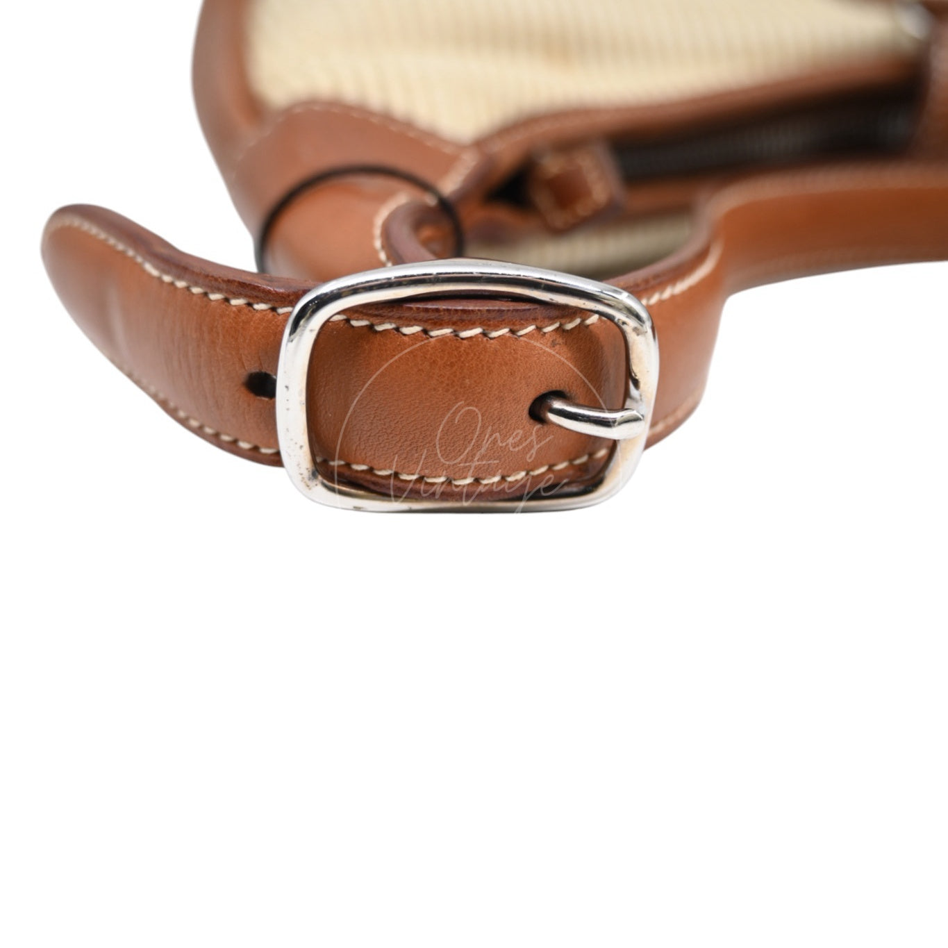 Hermes Toile and Leather Trim 31 Bag PHW Brown Square C