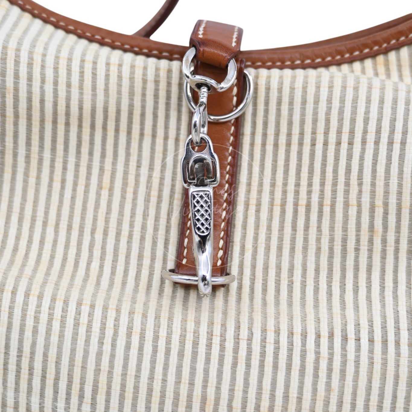 Hermes Toile and Leather Trim 31 Bag PHW Brown Square C