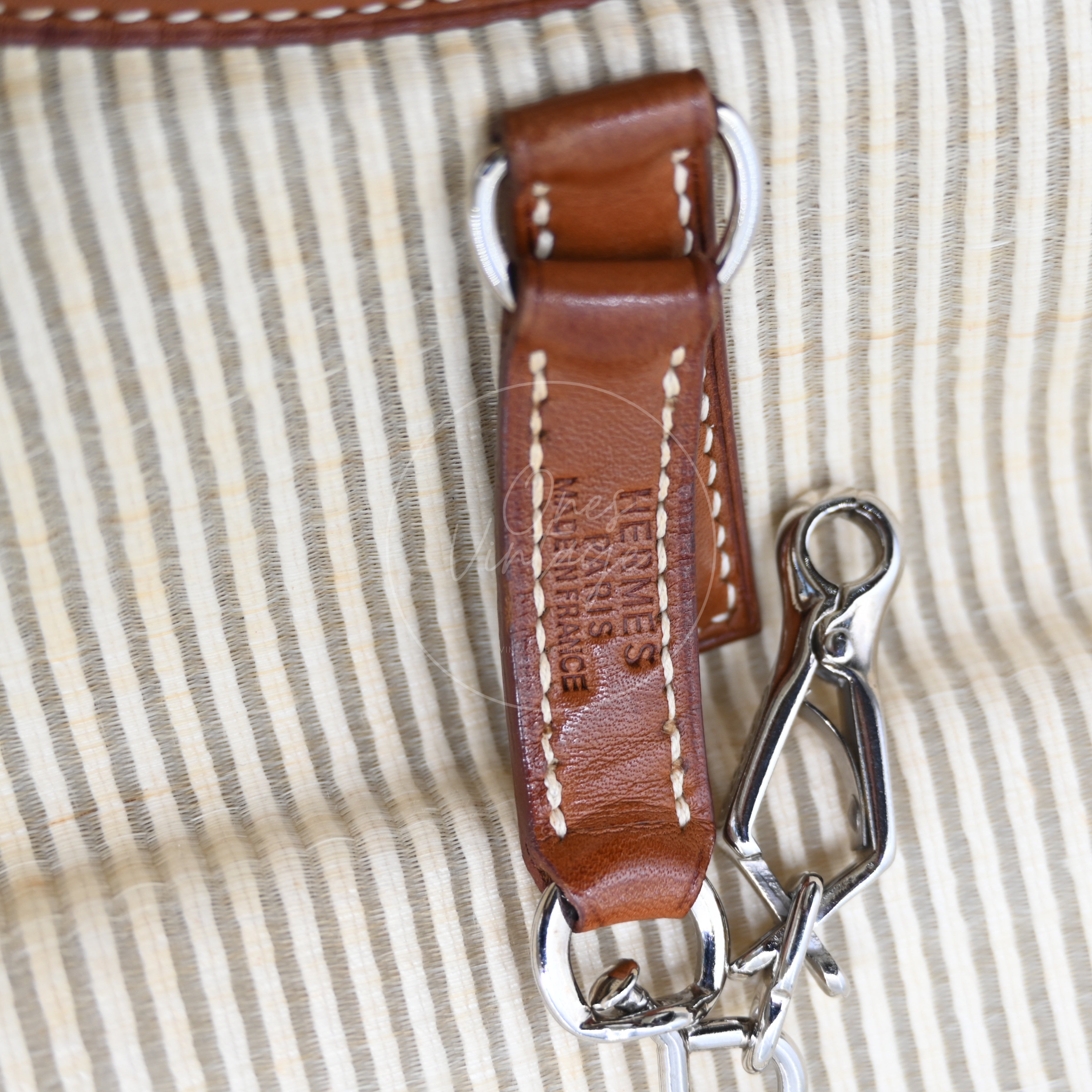 Hermes Toile and Leather Trim 31 Bag PHW Brown Square C