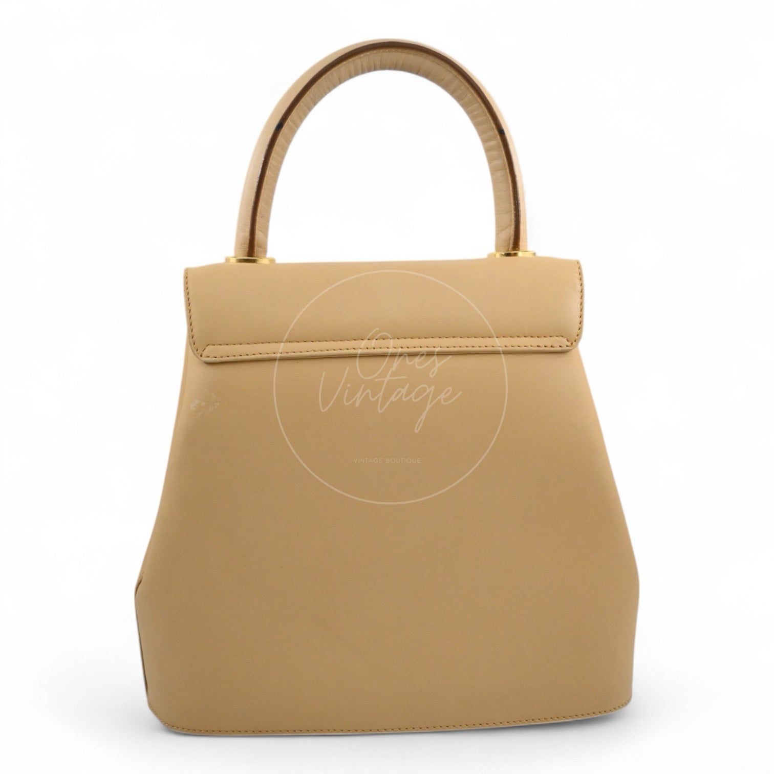 Salvatore Ferragamo Vintage Studded Top Handle Bag Beige