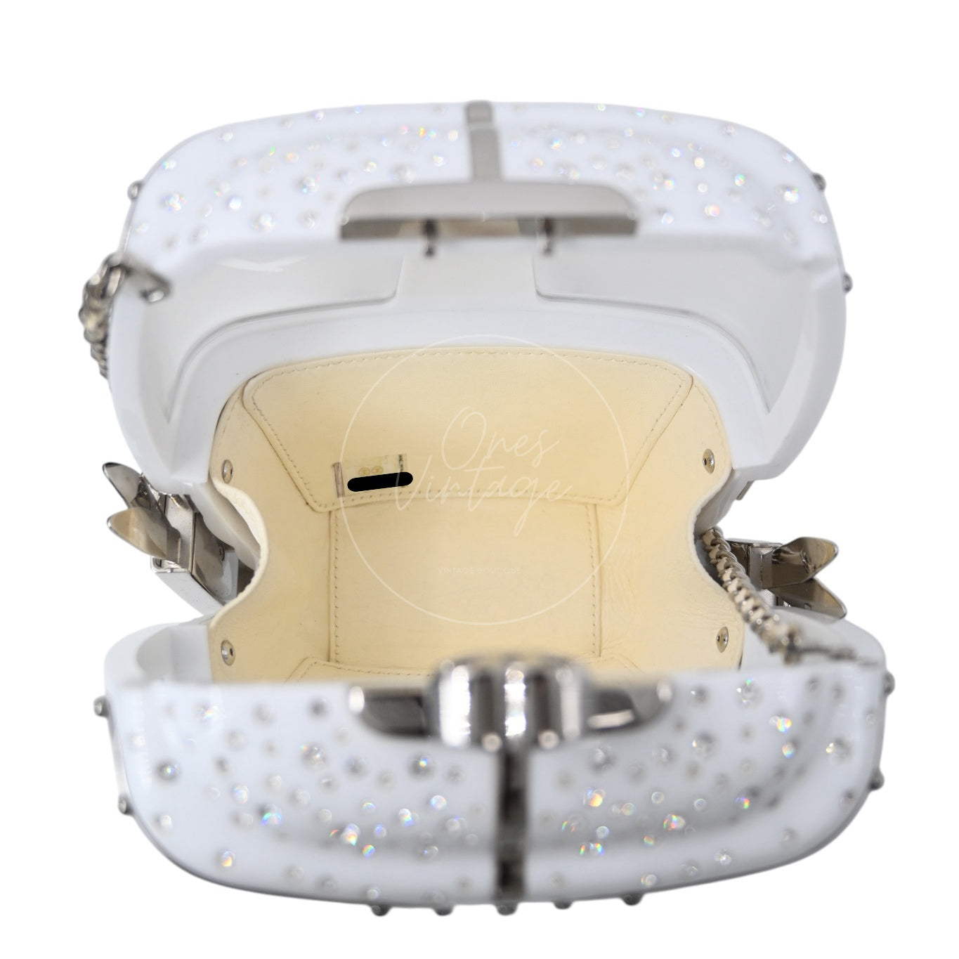 Chanel Gondola Lift Swarovski Evening Bag SHW White Series 27