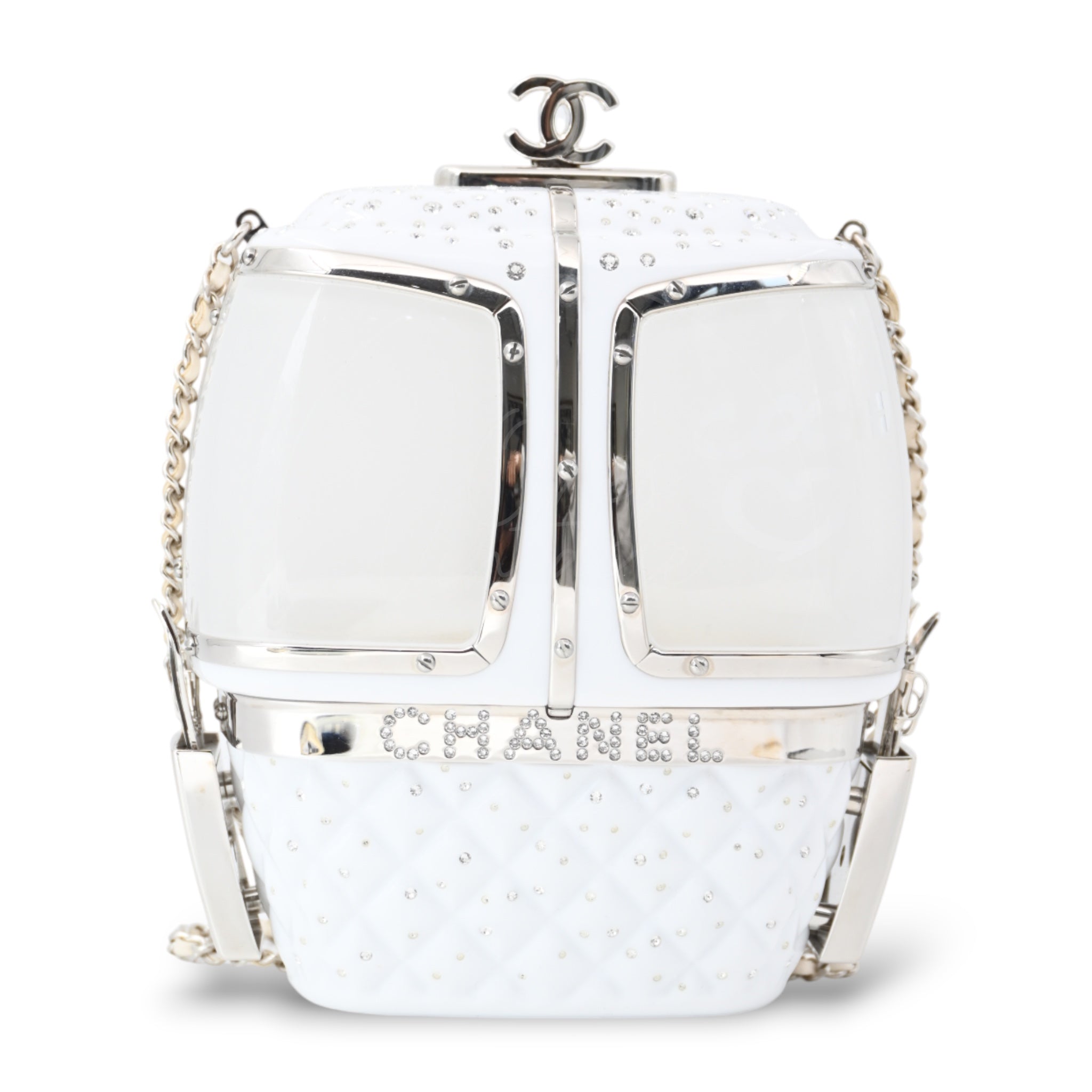 Chanel Gondola Lift Swarovski Evening Bag SHW White Series 27