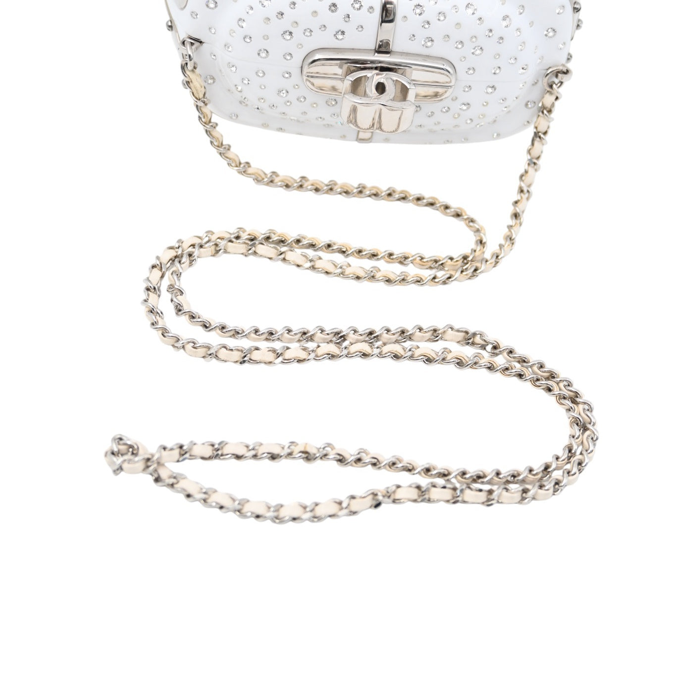 Chanel Gondola Lift Swarovski Evening Bag SHW White Series 27