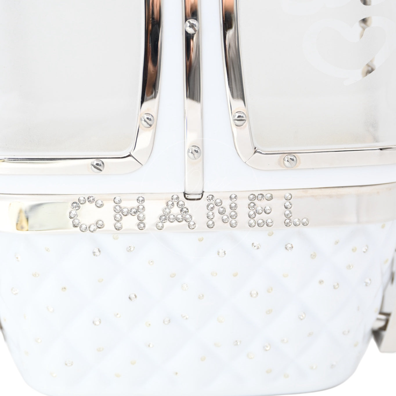 Chanel Gondola Lift Swarovski Evening Bag SHW White Series 27