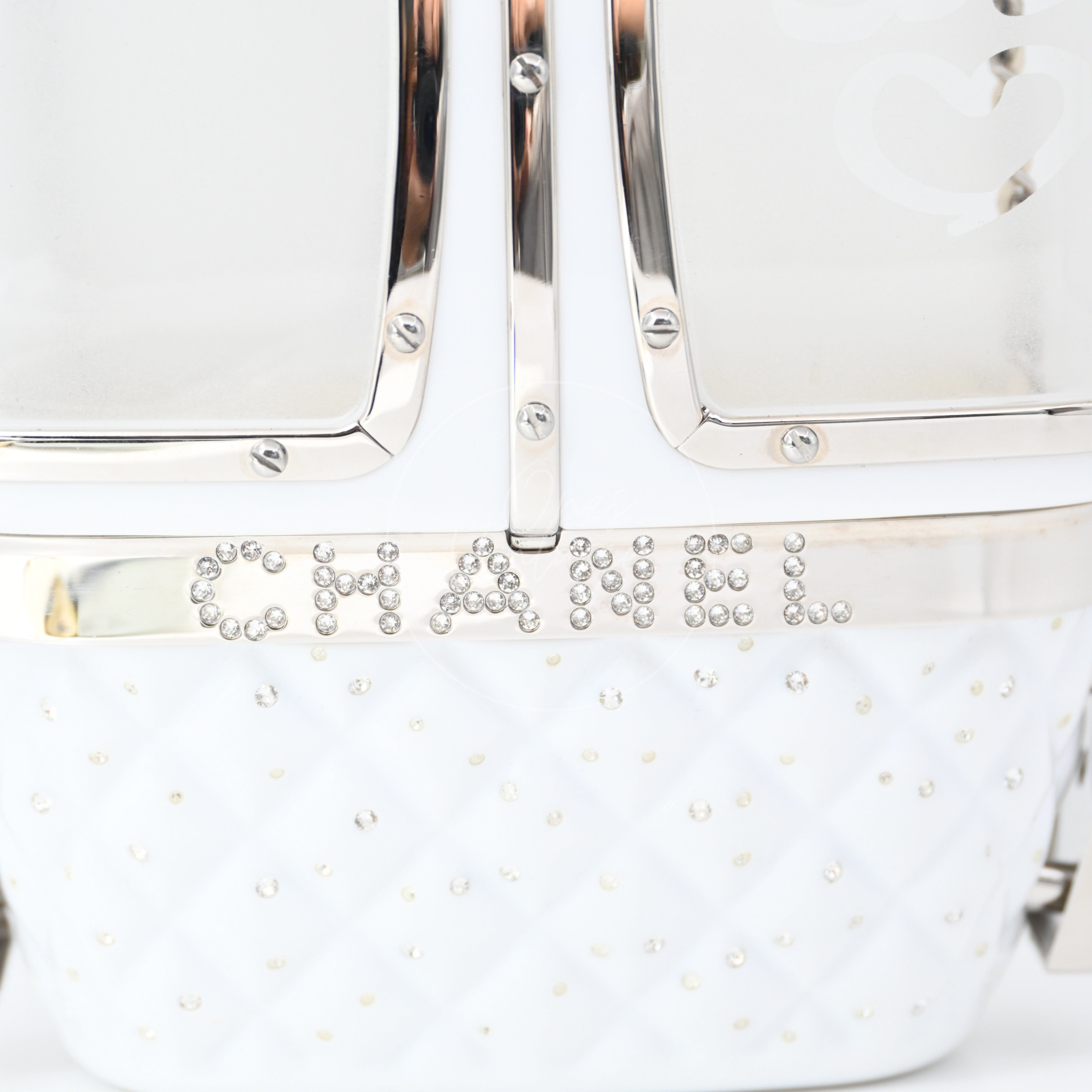 Chanel Gondola Lift Swarovski Evening Bag SHW White Series 27
