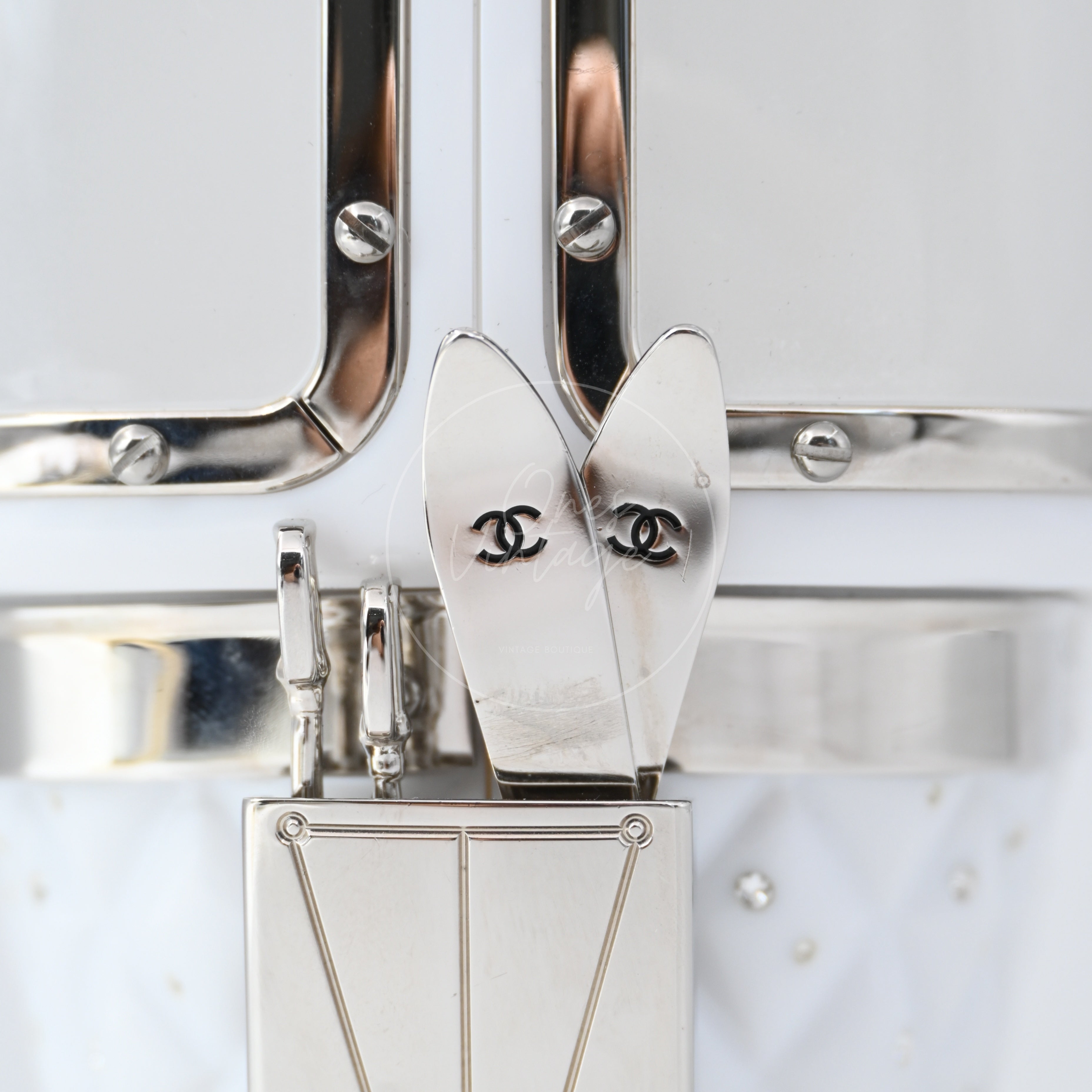 Chanel Gondola Lift Swarovski Evening Bag SHW White Series 27