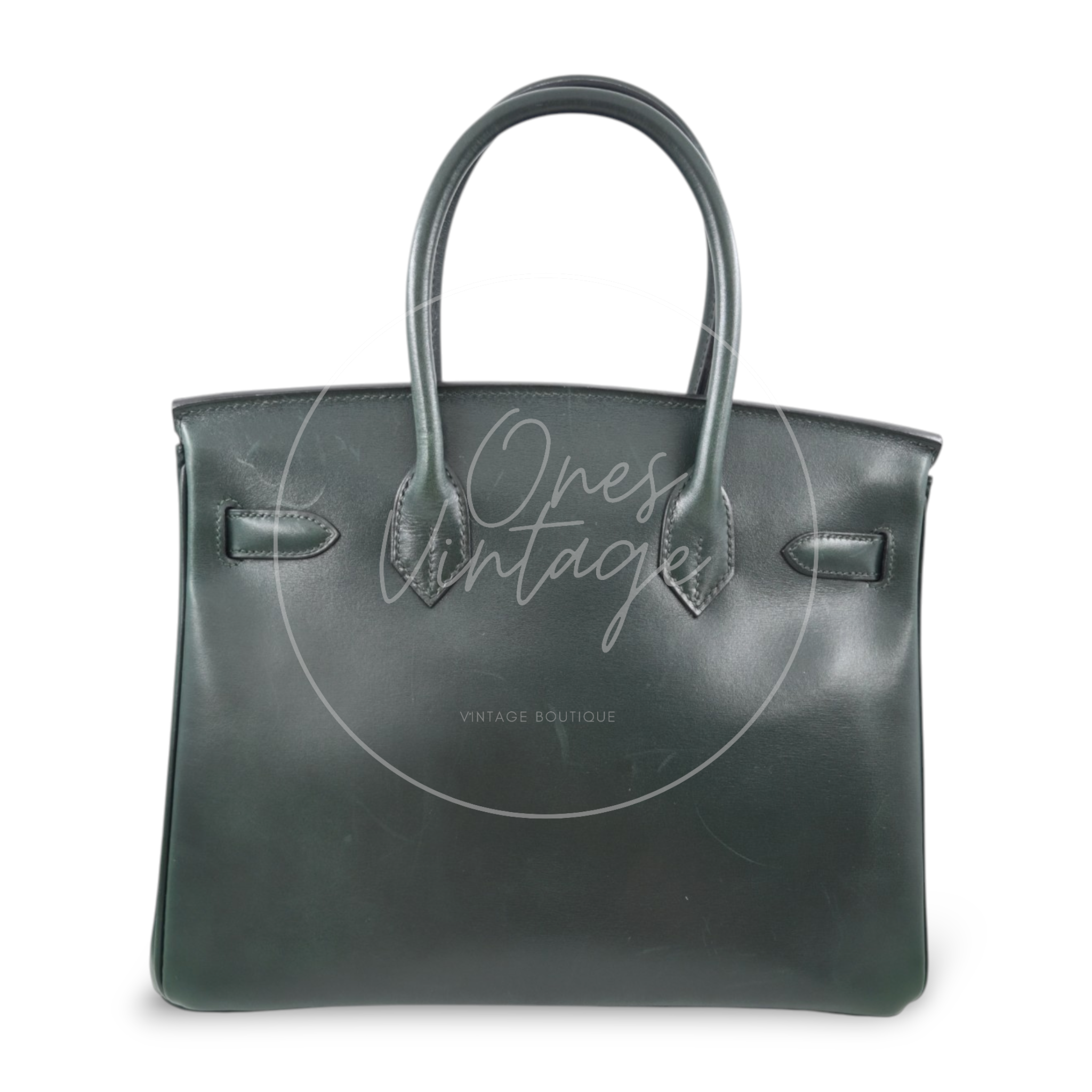 Hermes Birkin 30 Emerald Green Box Leather GHW Square I