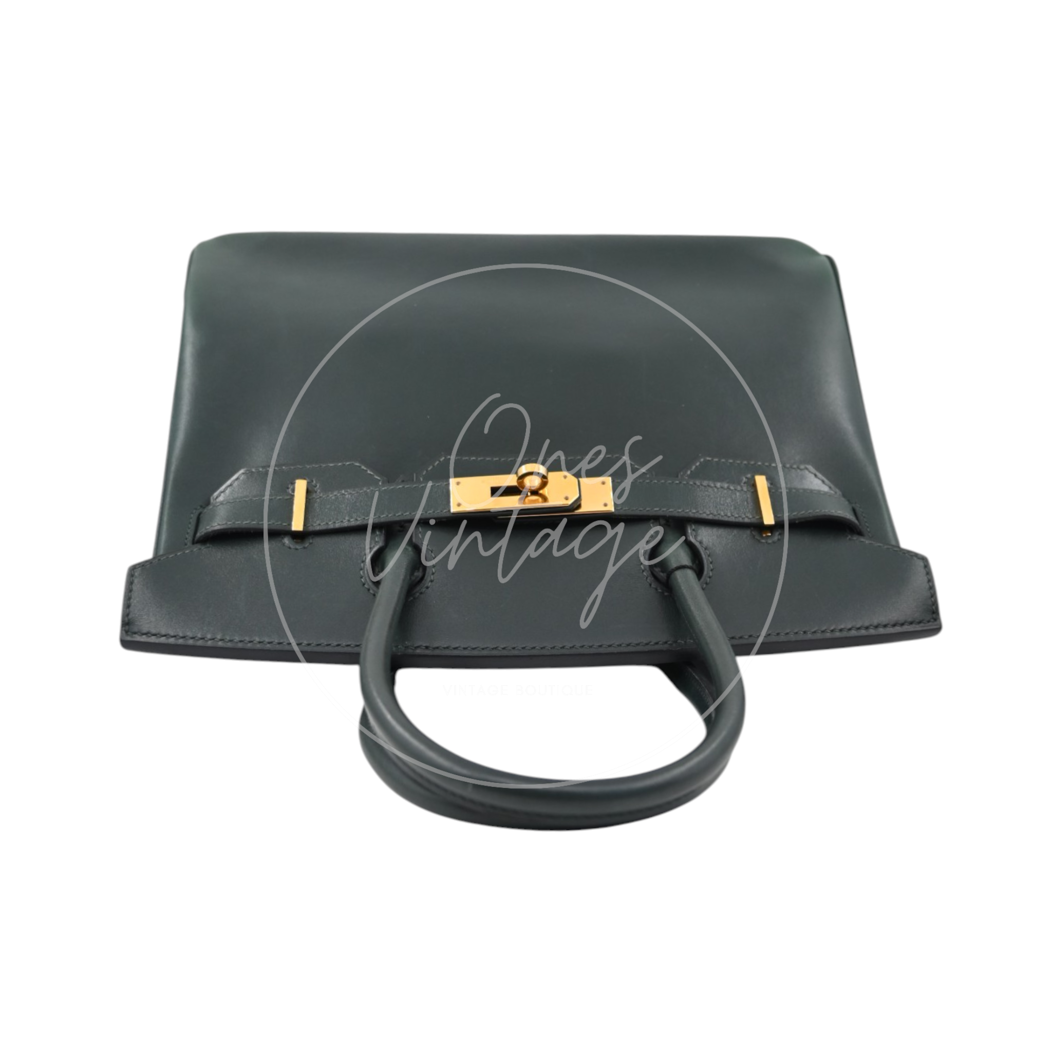 Hermes Birkin 30 Emerald Green Box Leather GHW Square I