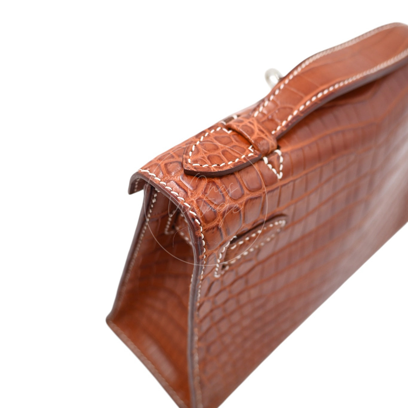 Hermes Mini Kelly Pochette Crocody Niloticus Gold Matte PHW Brown Square J