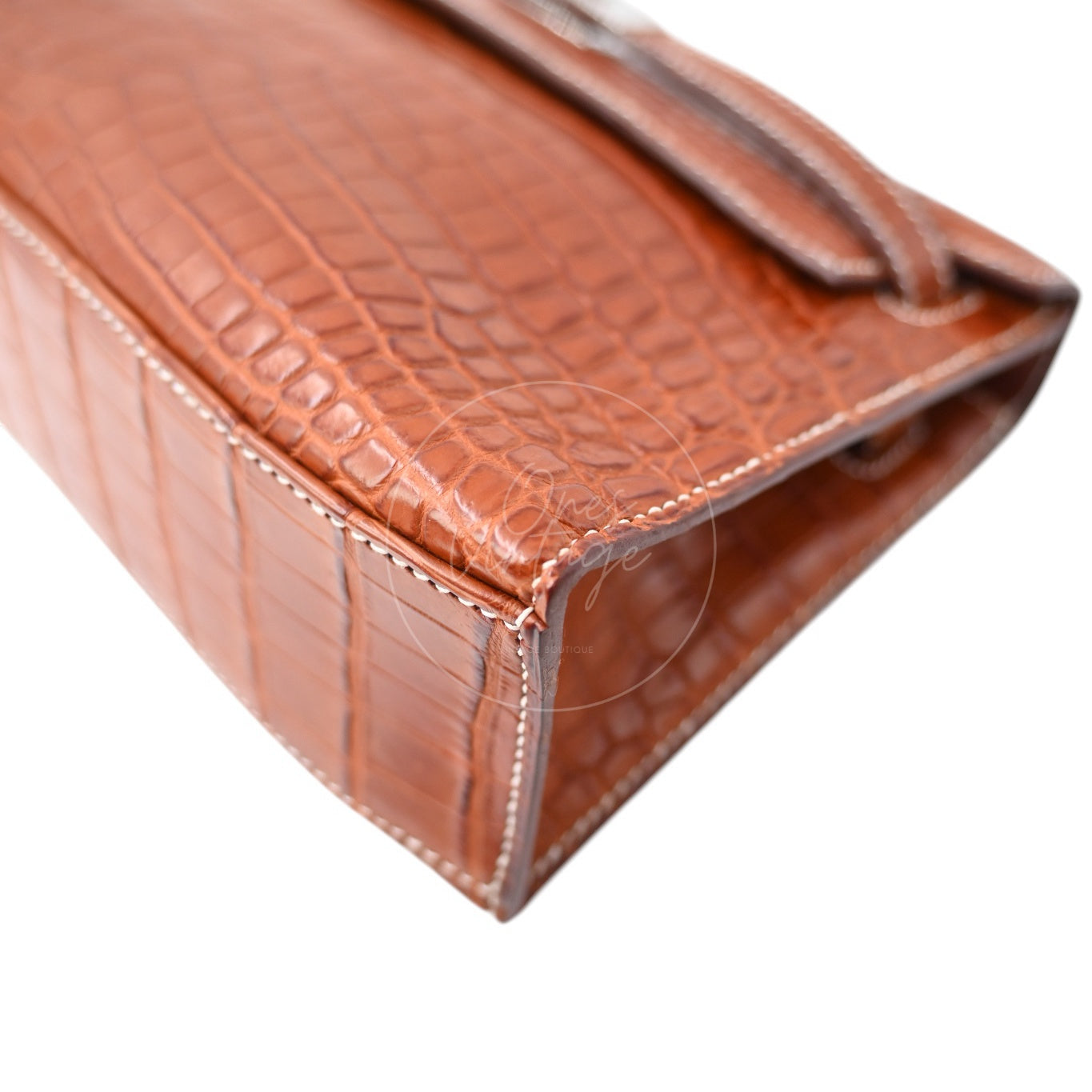 Hermes Mini Kelly Pochette Crocody Niloticus Gold Matte PHW Brown Square J
