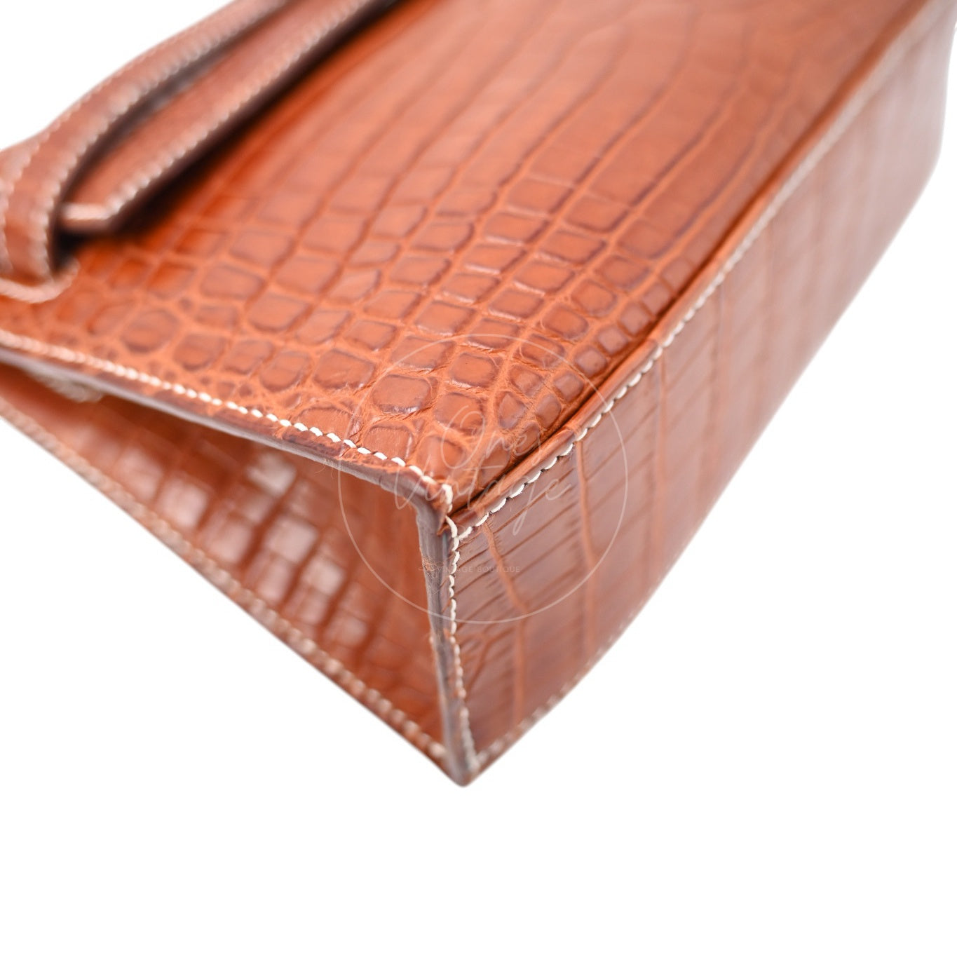 Hermes Mini Kelly Pochette Crocody Niloticus Gold Matte PHW Brown Square J