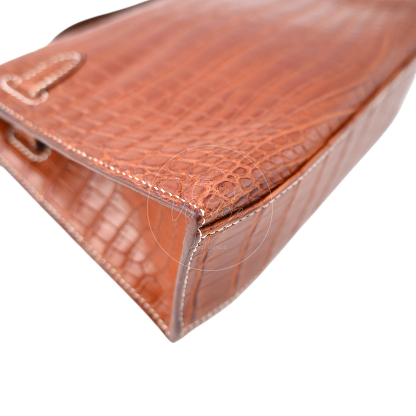 Hermes Mini Kelly Pochette Crocody Niloticus Gold Matte PHW Brown Square J