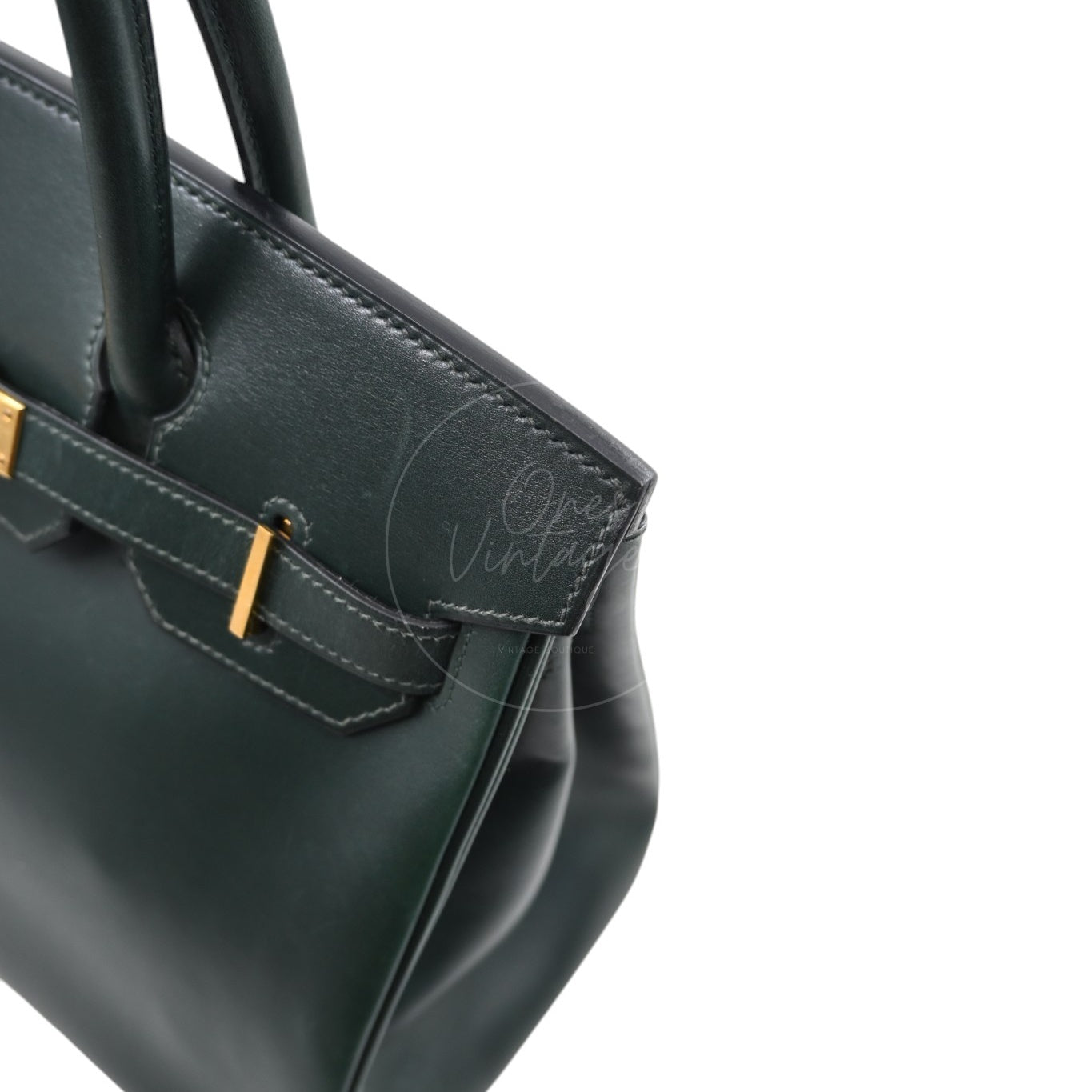 Hermes Birkin 30 Emerald Green Box Leather GHW Square I