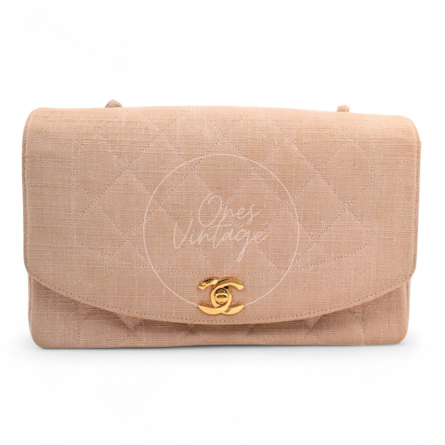 Chanel Vintage Medium Diana Flap Bag Canvas GHW Pink Series 2