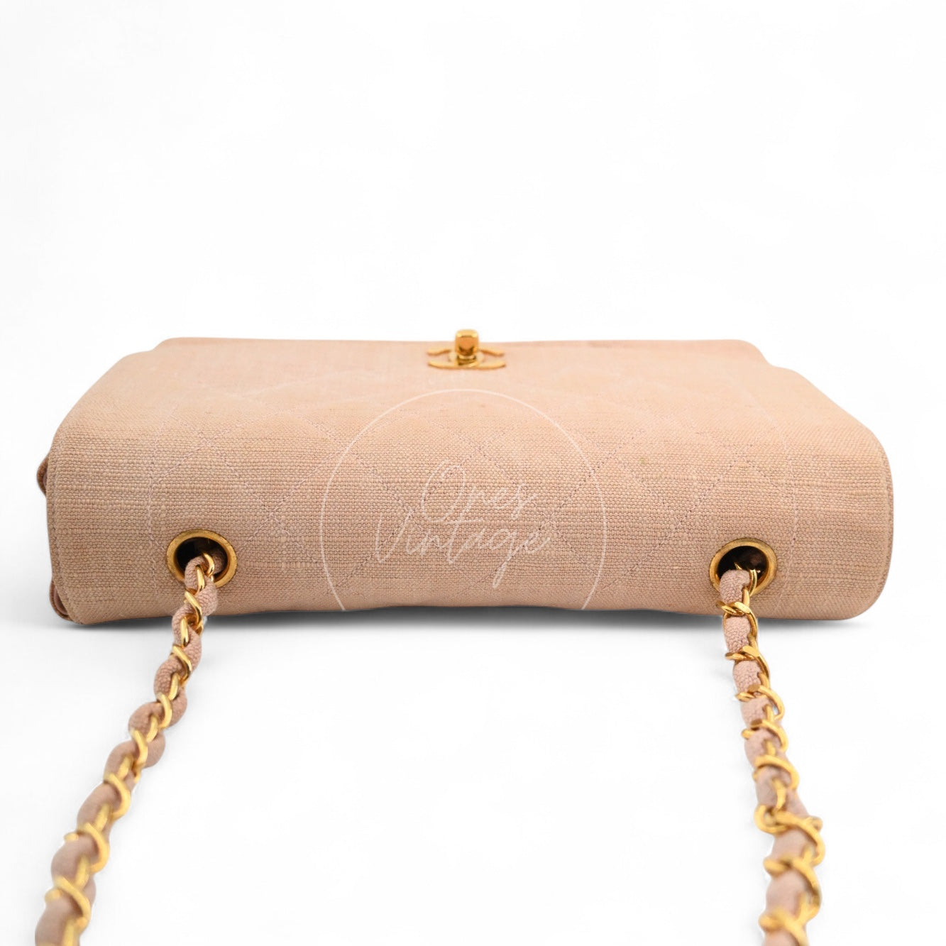 Chanel Vintage Medium Diana Flap Bag Canvas GHW Pink Series 2