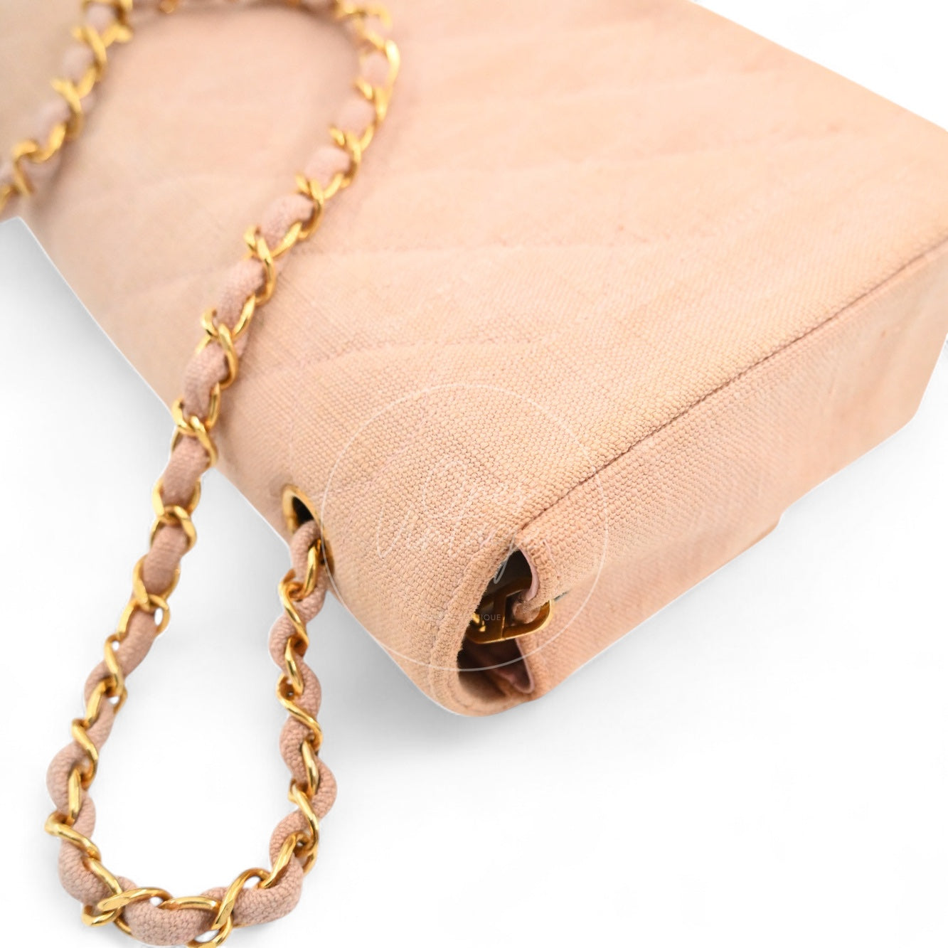 Chanel Vintage Medium Diana Flap Bag Canvas GHW Pink Series 2
