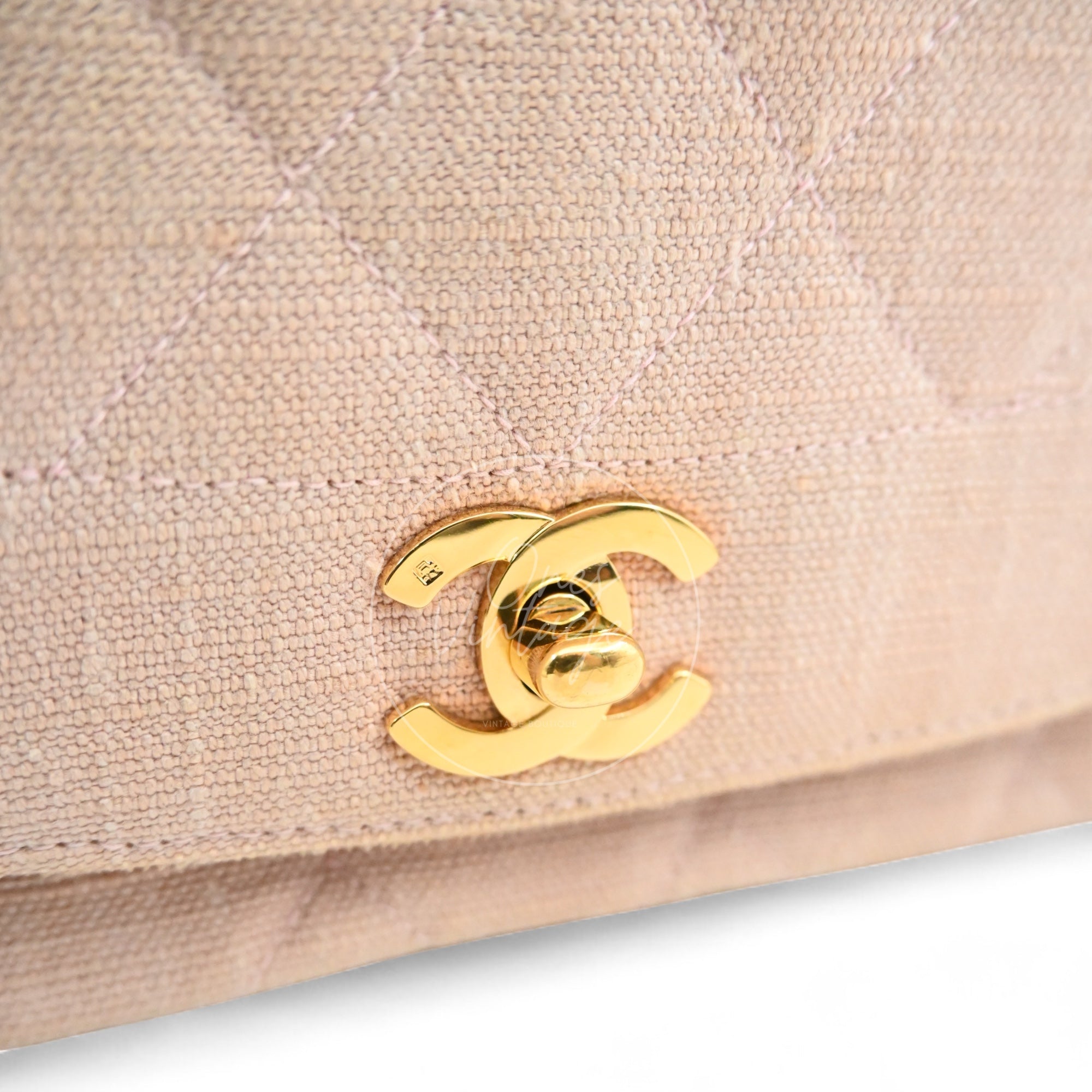 Chanel Vintage Medium Diana Flap Bag Canvas GHW Pink Series 2