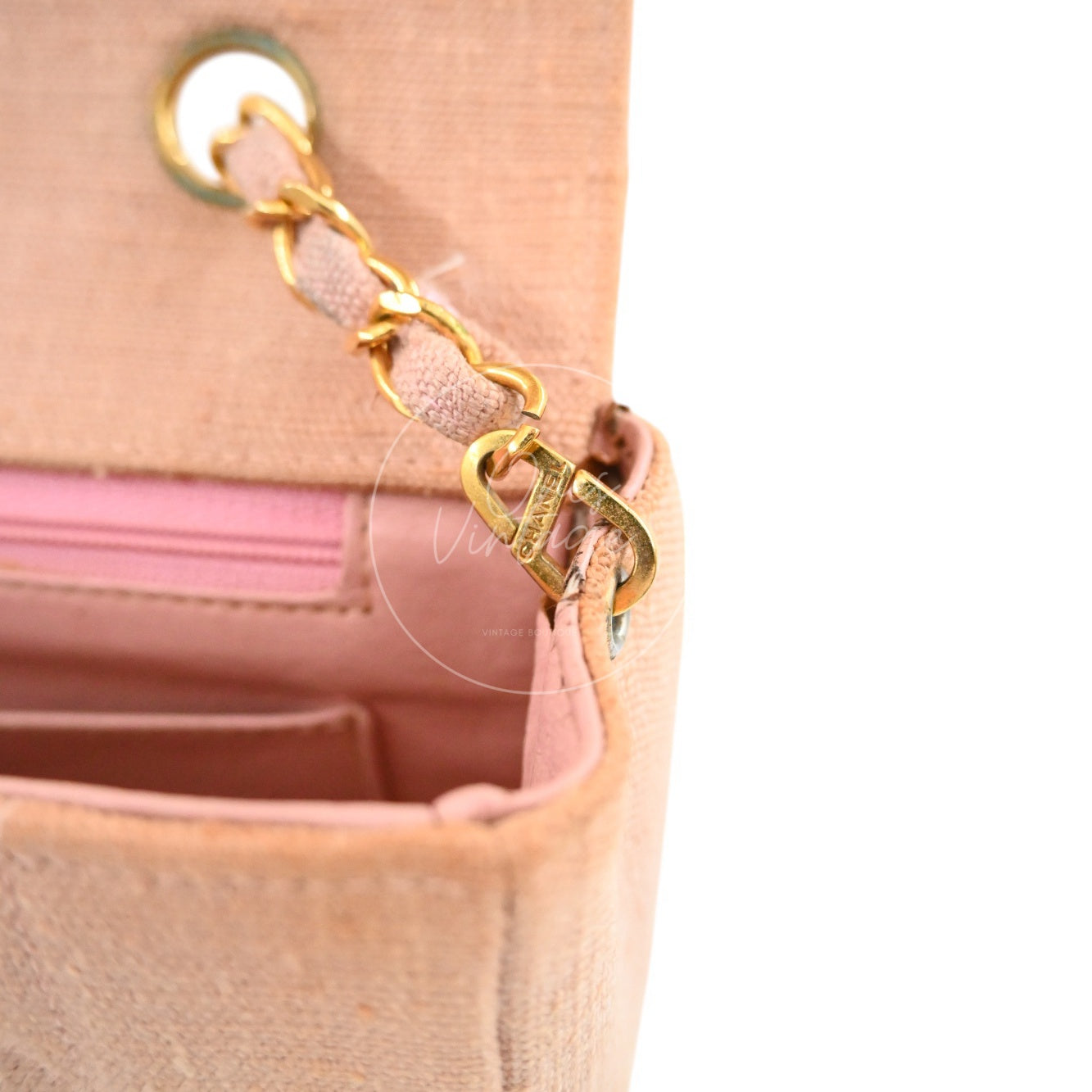 Chanel Vintage Medium Diana Flap Bag Canvas GHW Pink Series 2