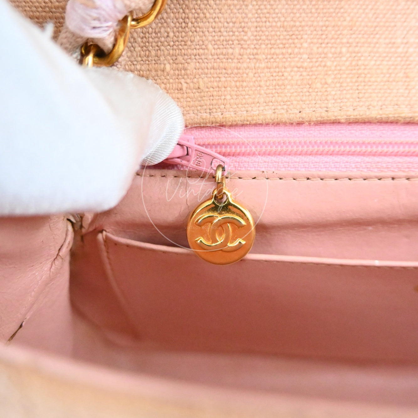 Chanel Vintage Medium Diana Flap Bag Canvas GHW Pink Series 2