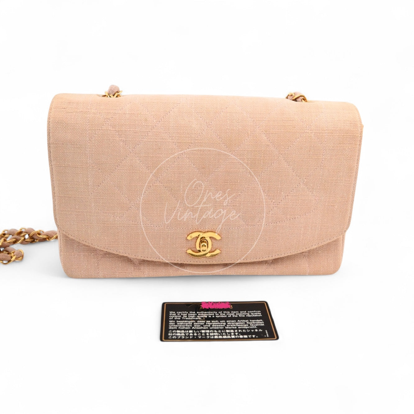 Chanel Vintage Medium Diana Flap Bag Canvas GHW Pink Series 2