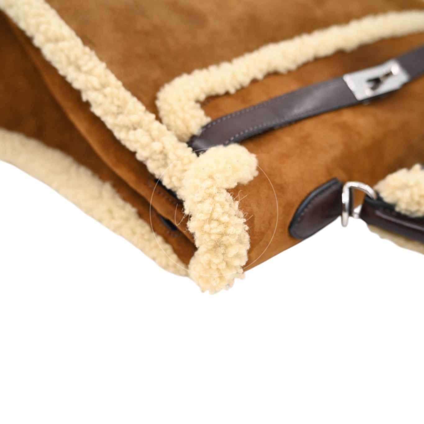 Hermes Limited Edition Kelly 35 Vintage Shearling Teddy Veau Doblis PHW Brown Square I