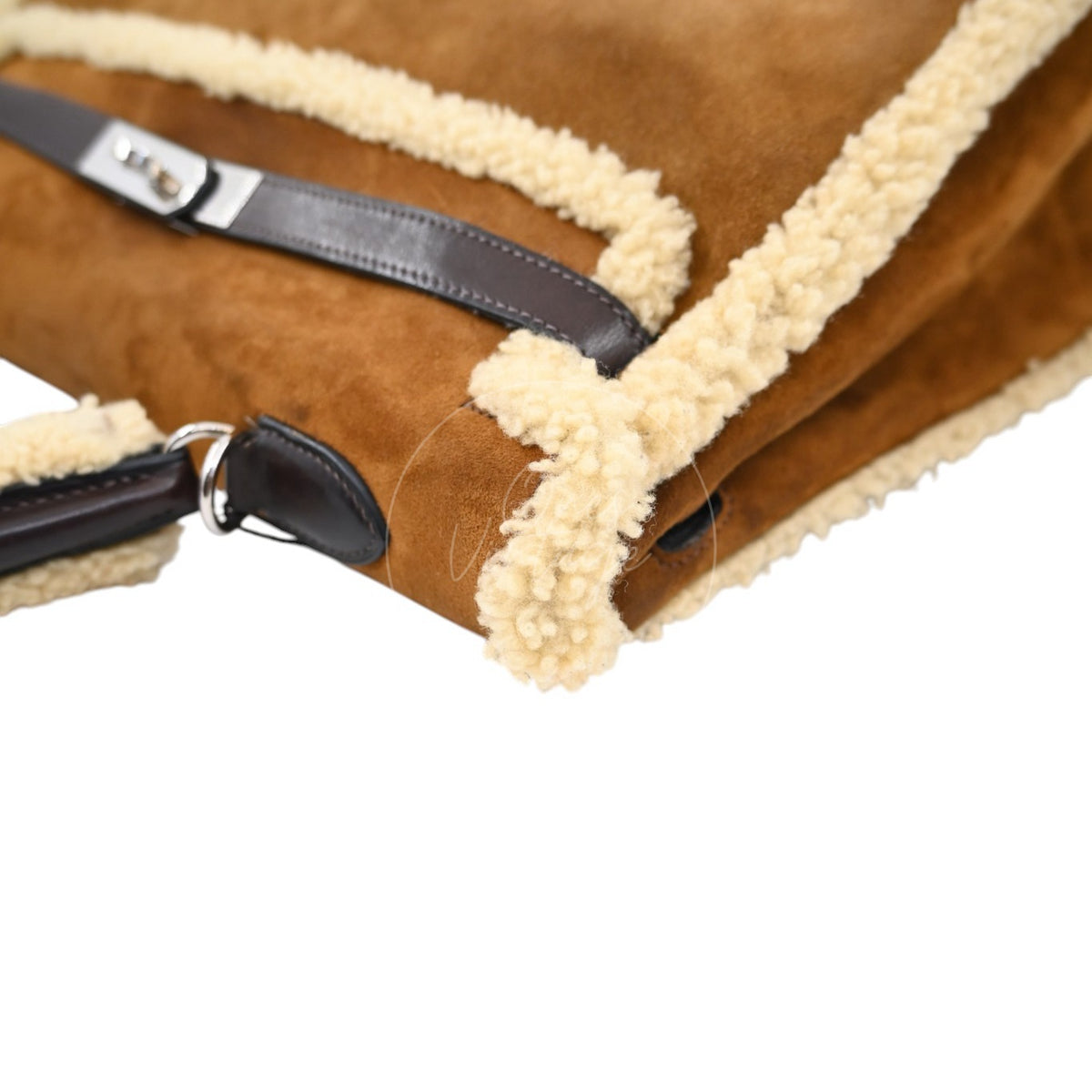 Hermes Limited Edition Kelly 35 Vintage Shearling Teddy Veau Doblis PHW Brown Square I